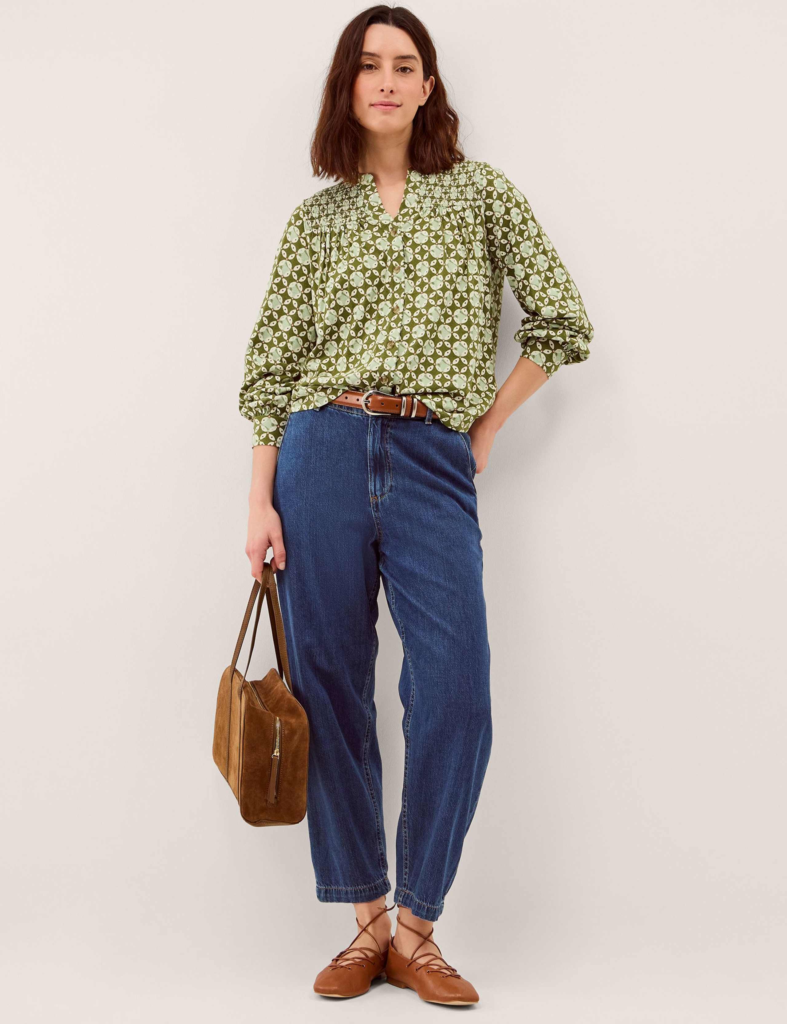 Jersey Geometric V-Neck Button Through Blouse 5 of 5