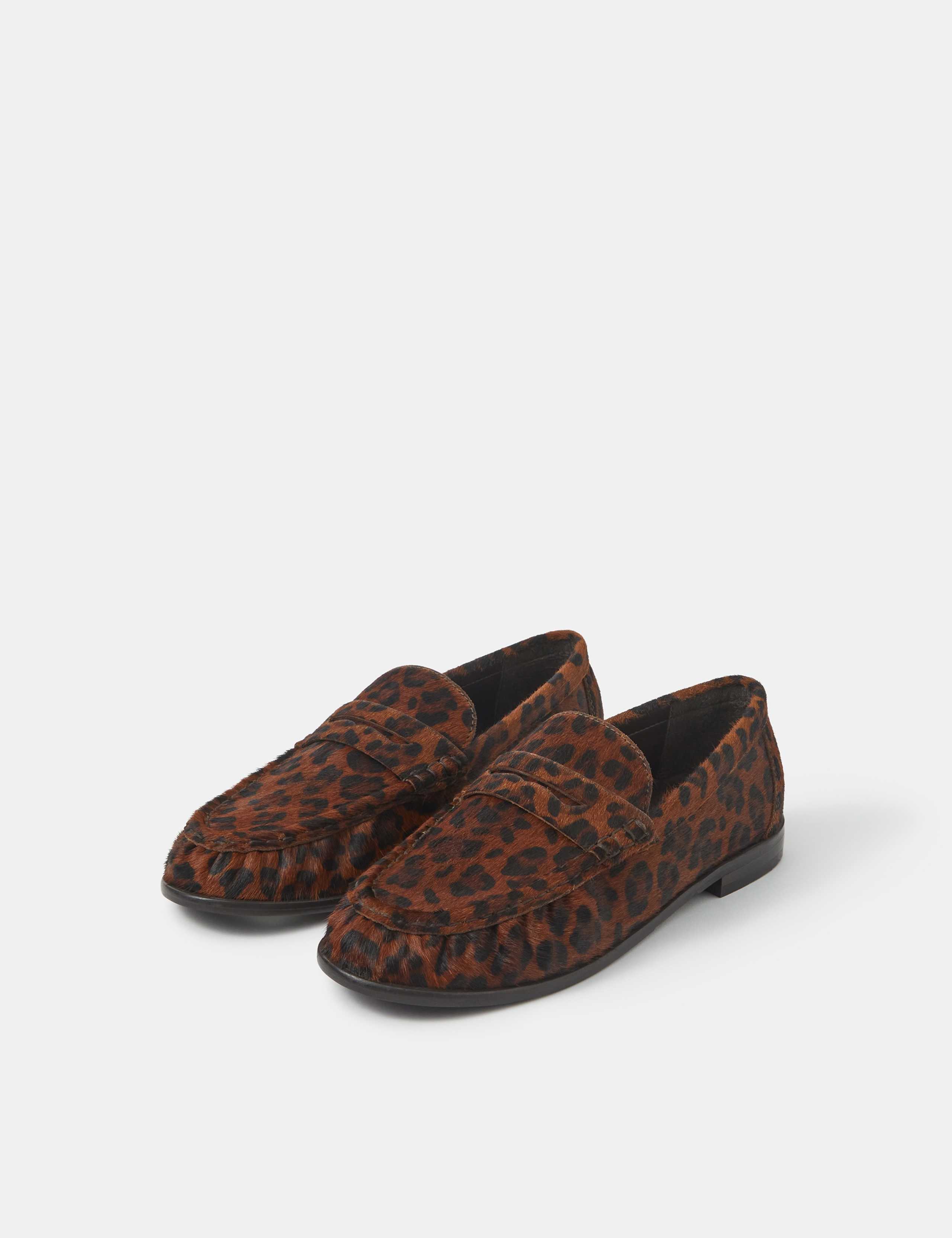Hair On Leopard Print Leather Loafers 2 of 3
