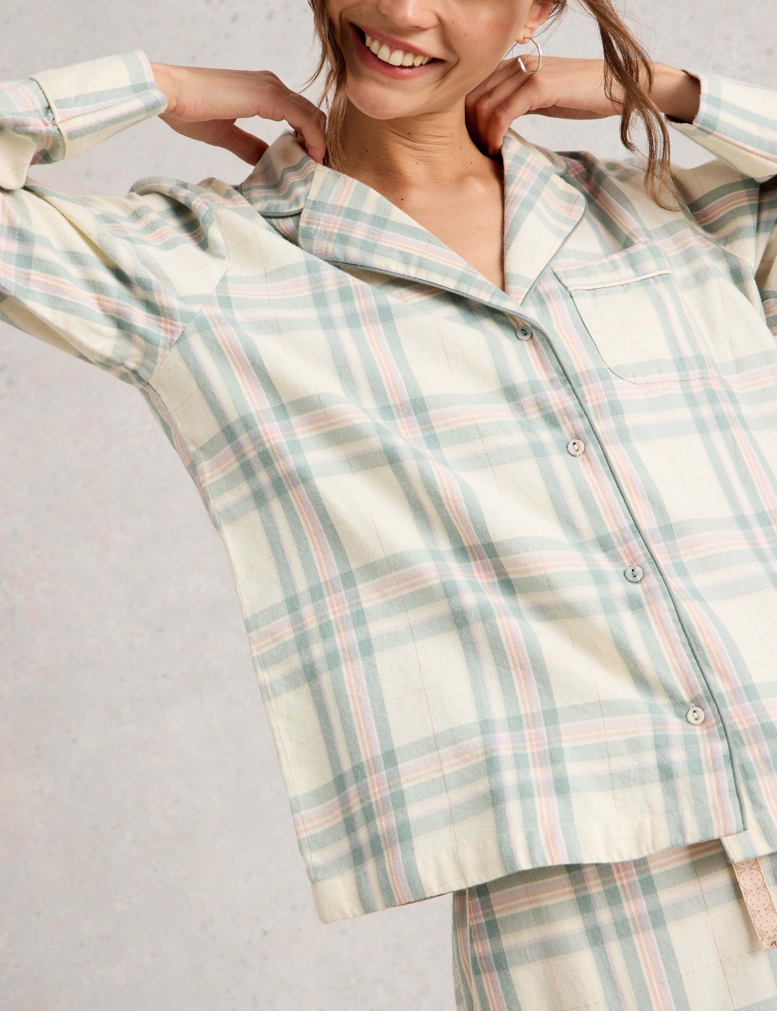 Pure Cotton Checked Lounge Shirt 5 of 6