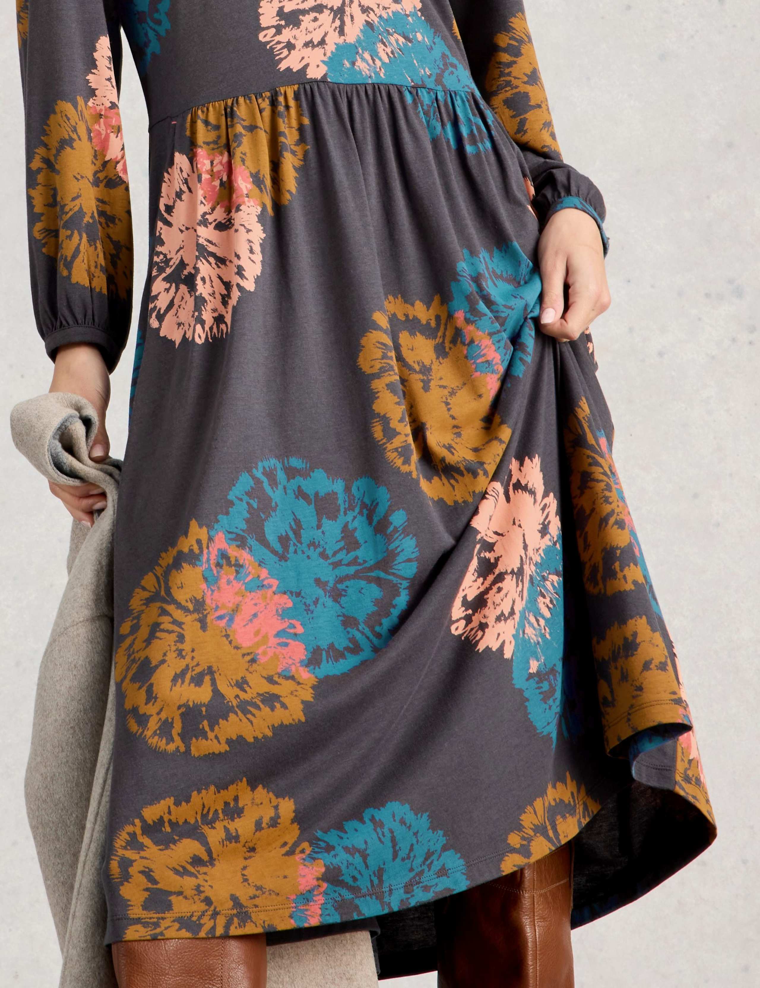 Cotton Modal Blend Jersey Floral Midi Tea Dress 5 of 6