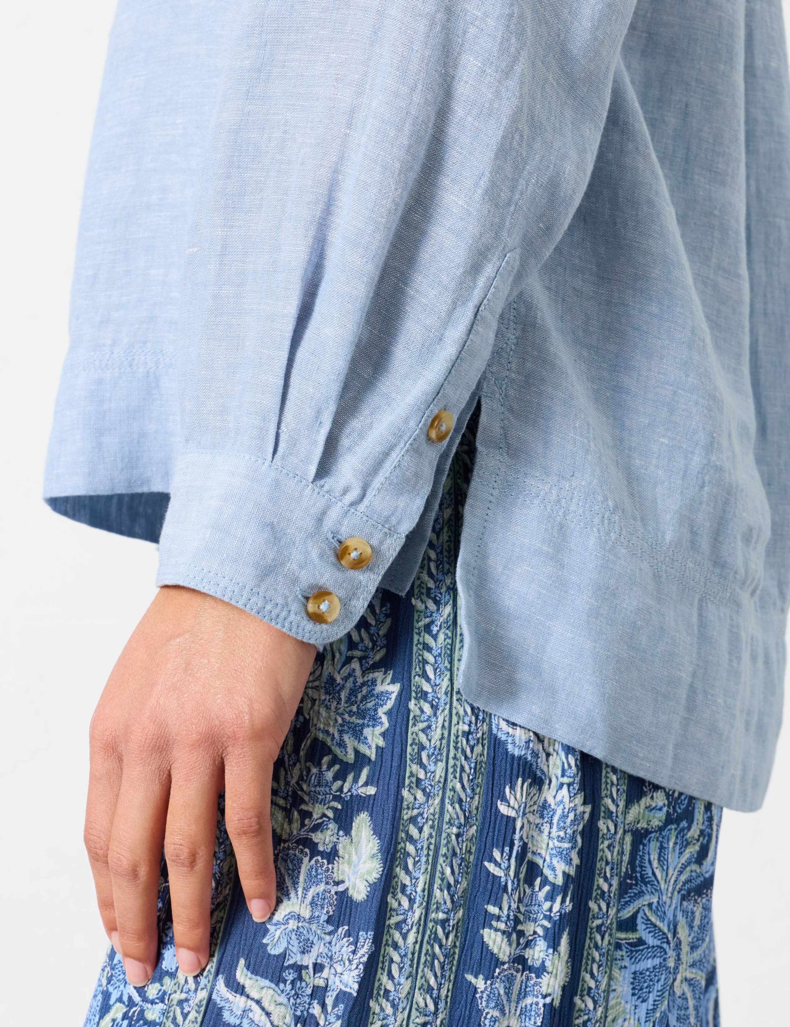 Pure Linen Crew Neck Popover Blouse 5 of 6