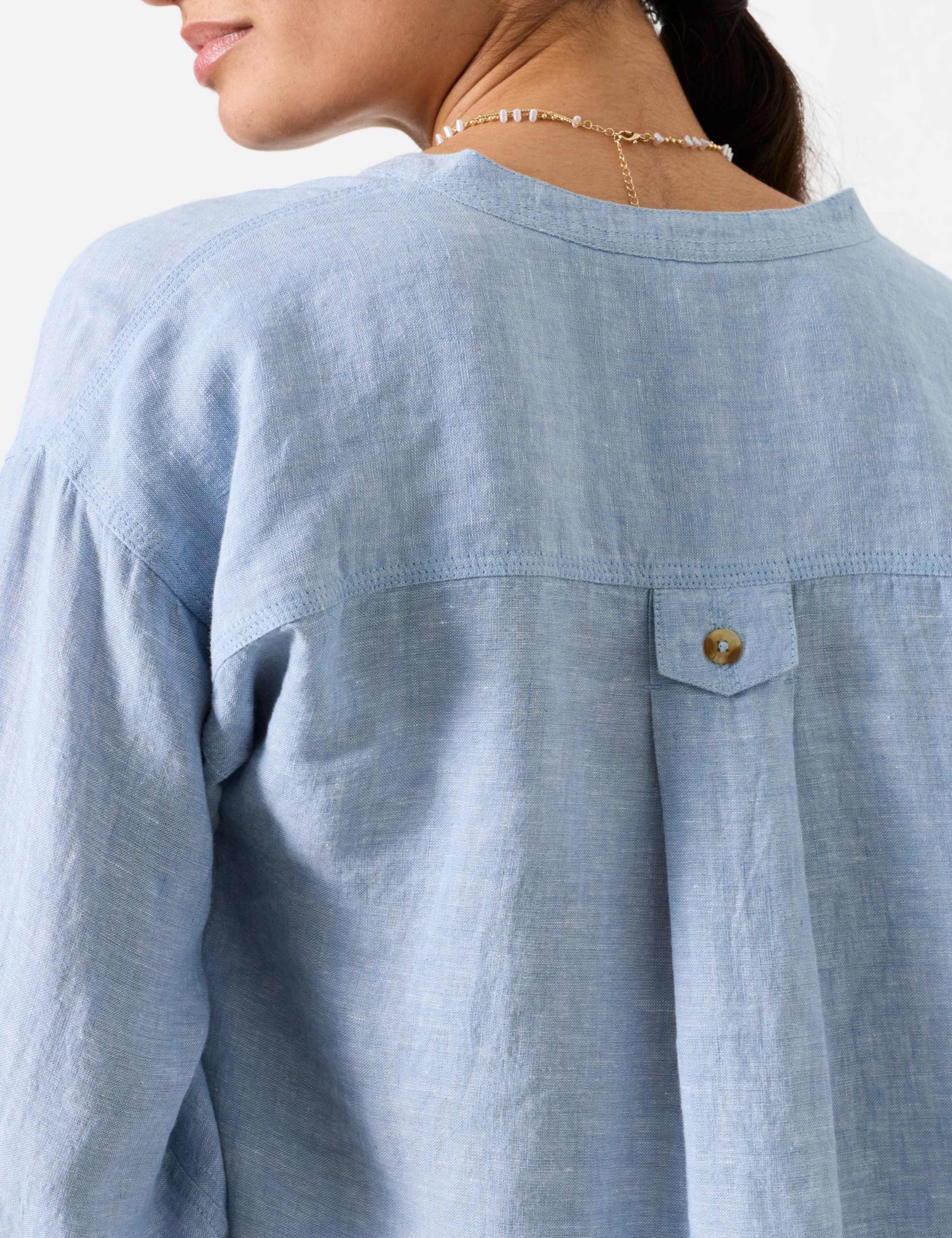 Pure Linen Crew Neck Popover Blouse 6 of 6