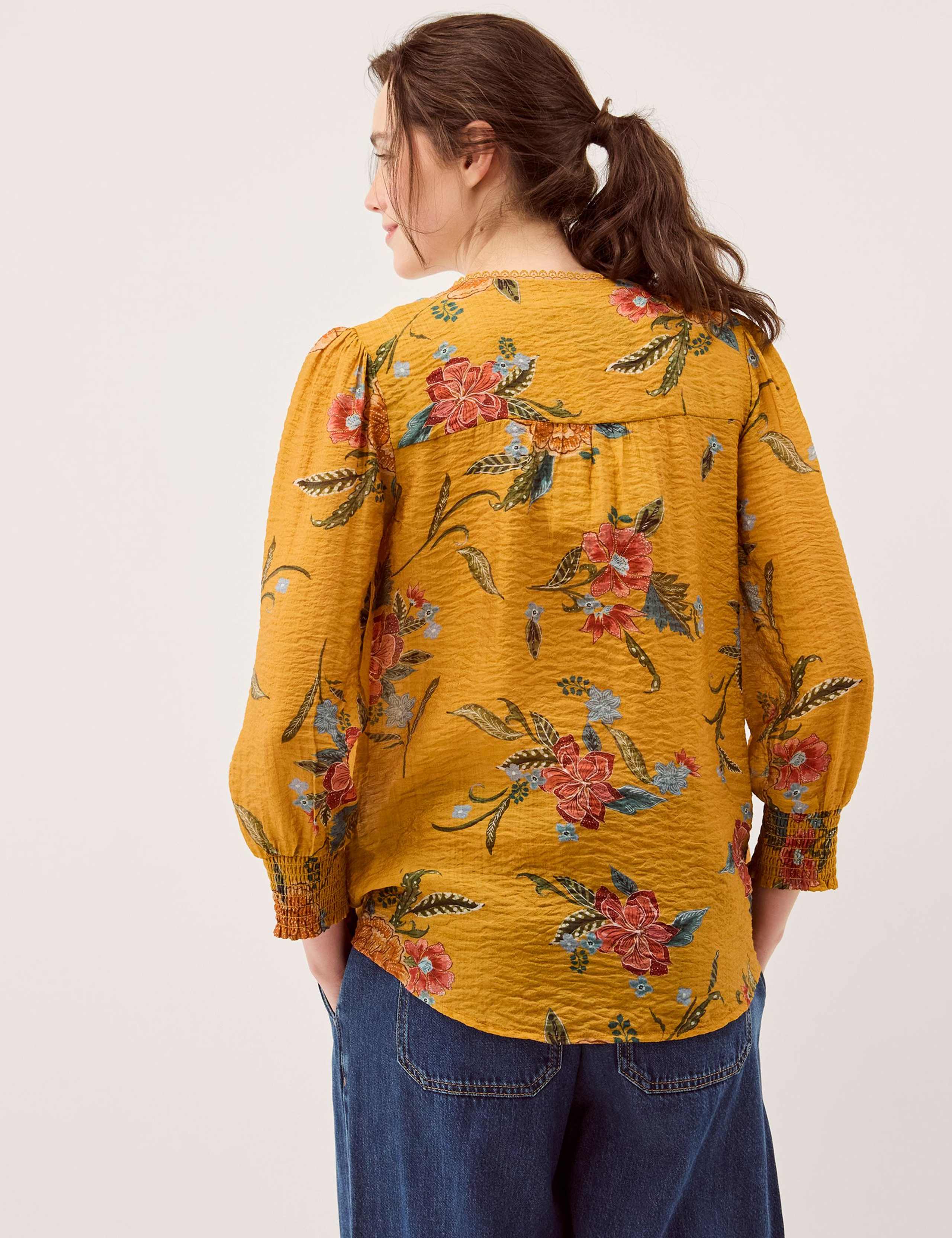 Floral V-Neck Lace Trim Blouse 3 of 5