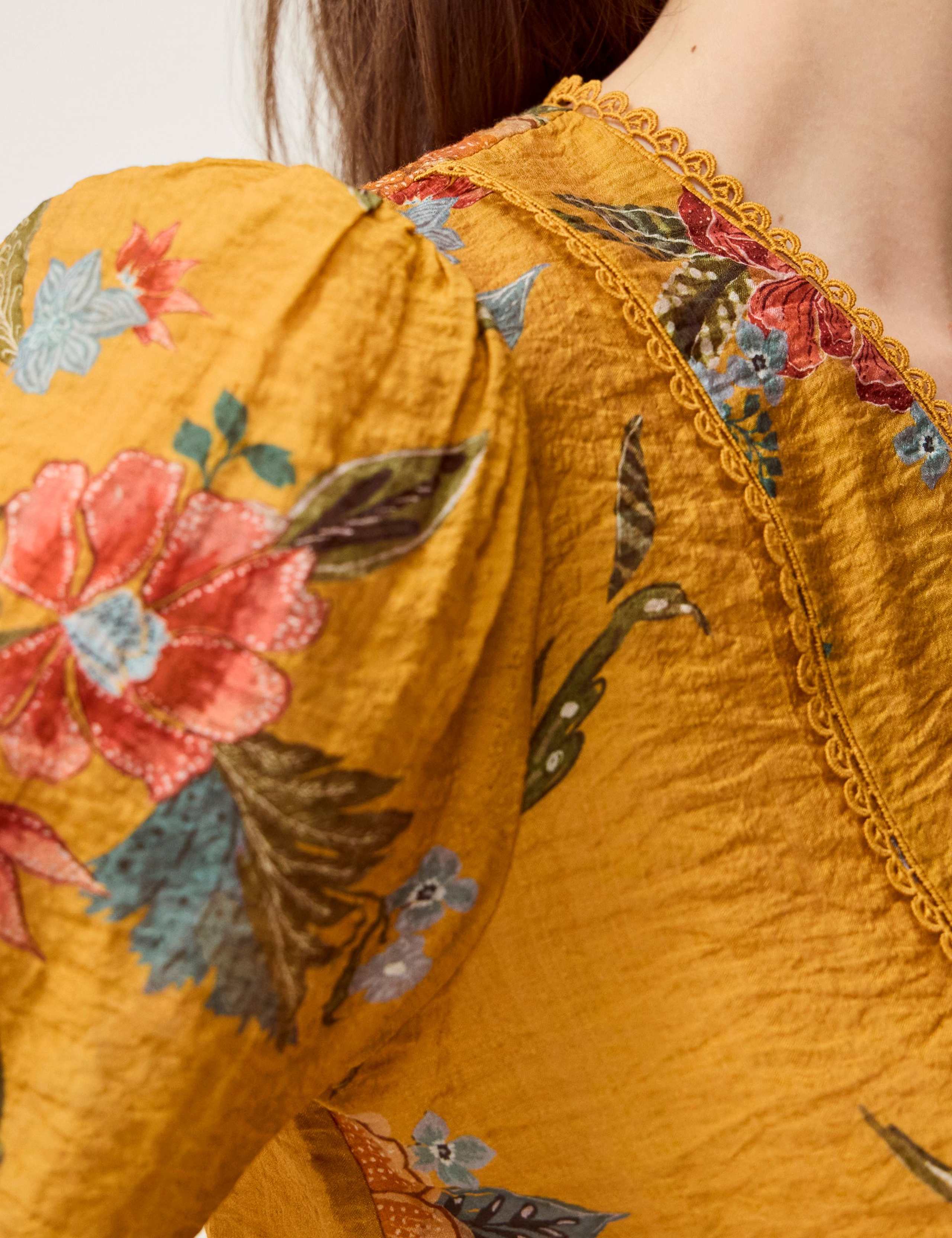 Floral V-Neck Lace Trim Blouse 5 of 5