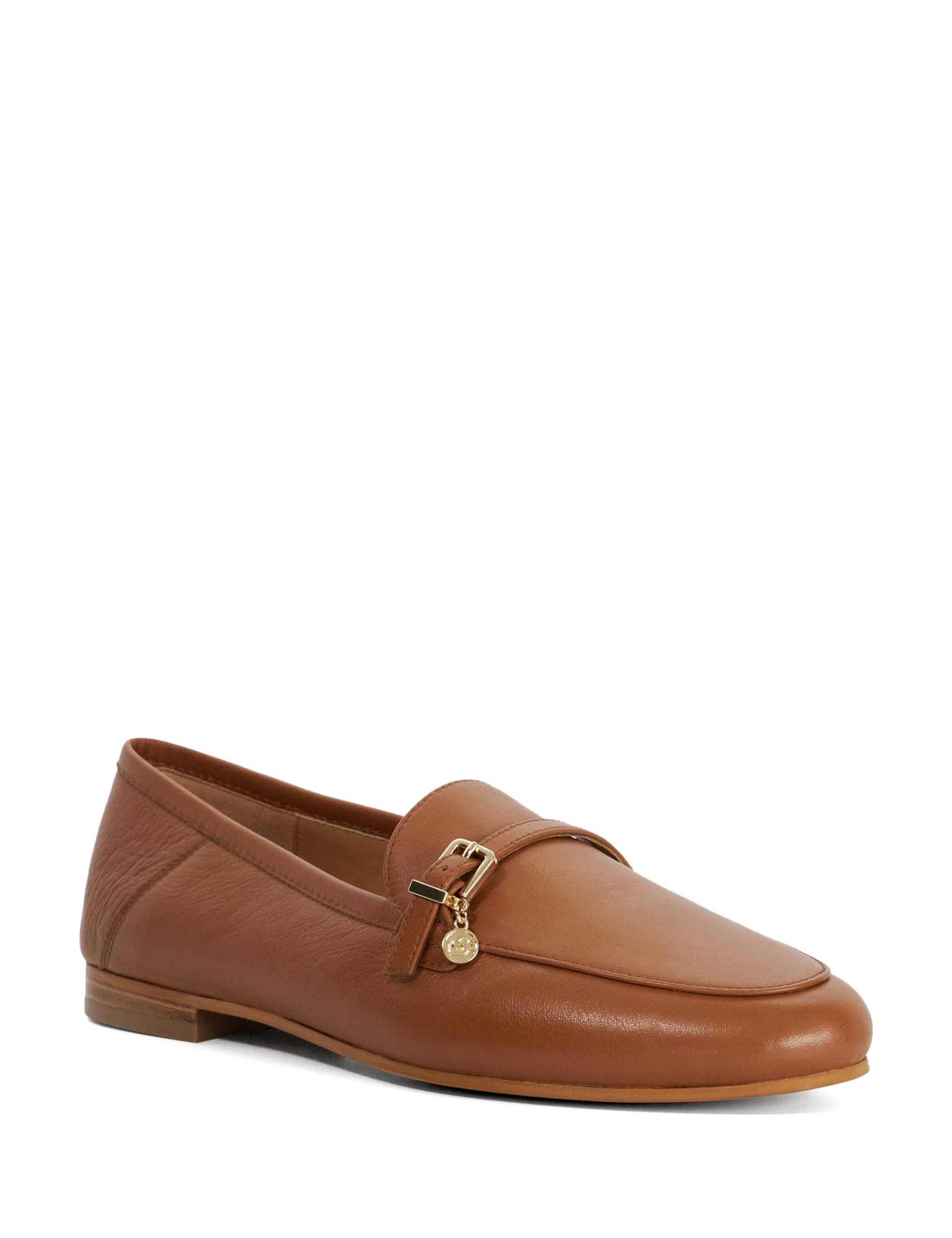 Leather Buckle Slip On Flat Loafers 3 of 5