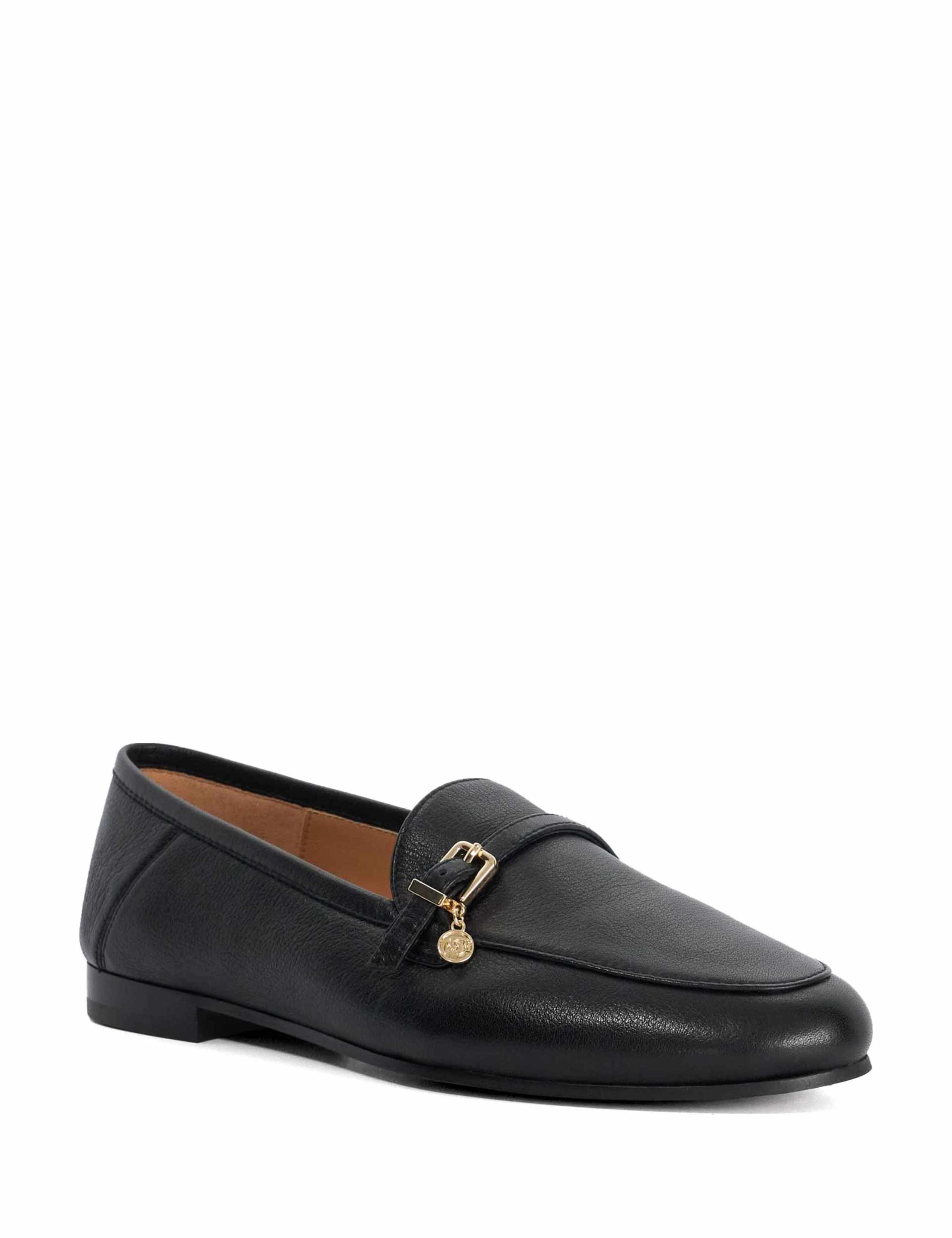 Leather Buckle Slip On Flat Loafers 3 of 6