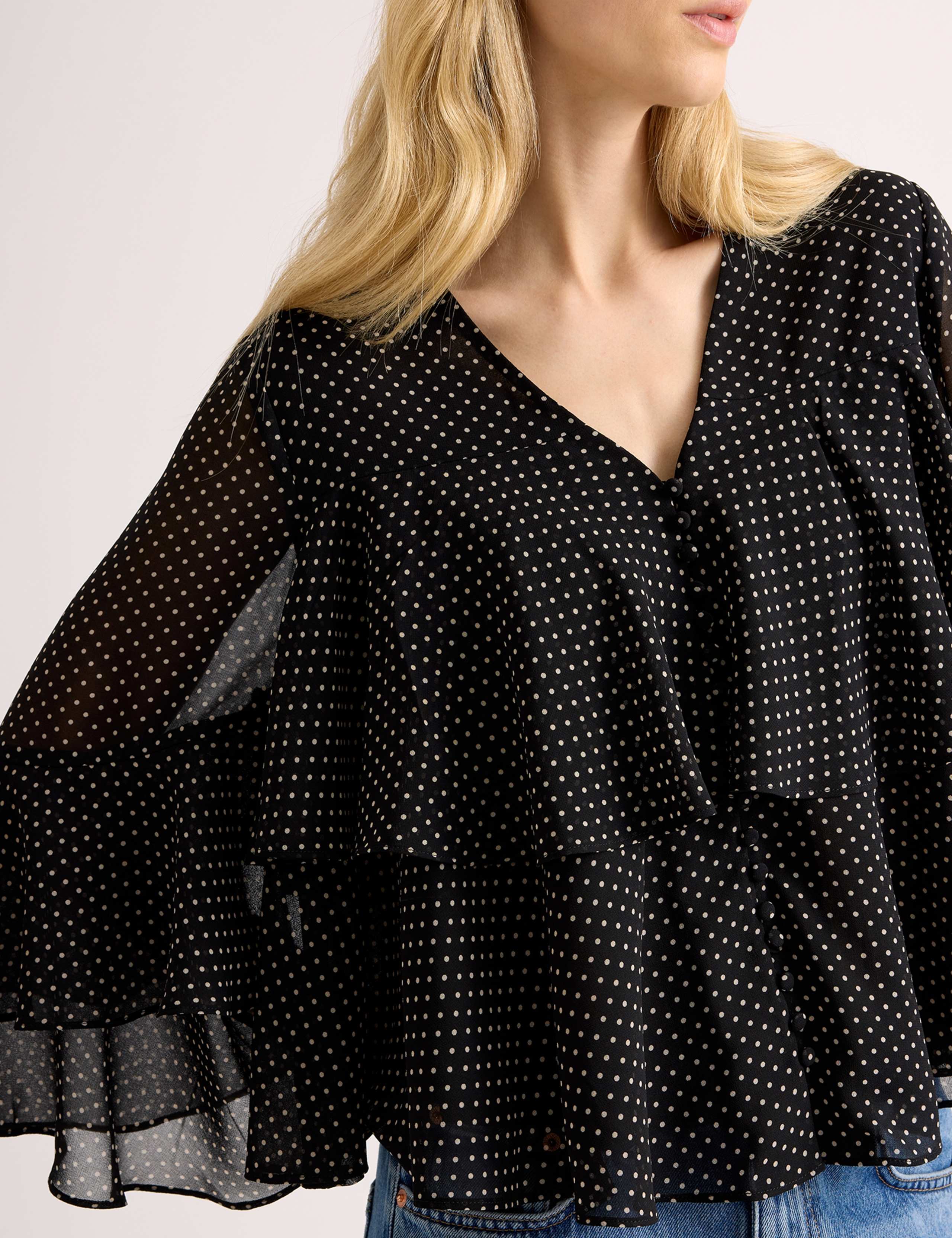Chiffon Polka Dot Ruffle Top 4 of 5