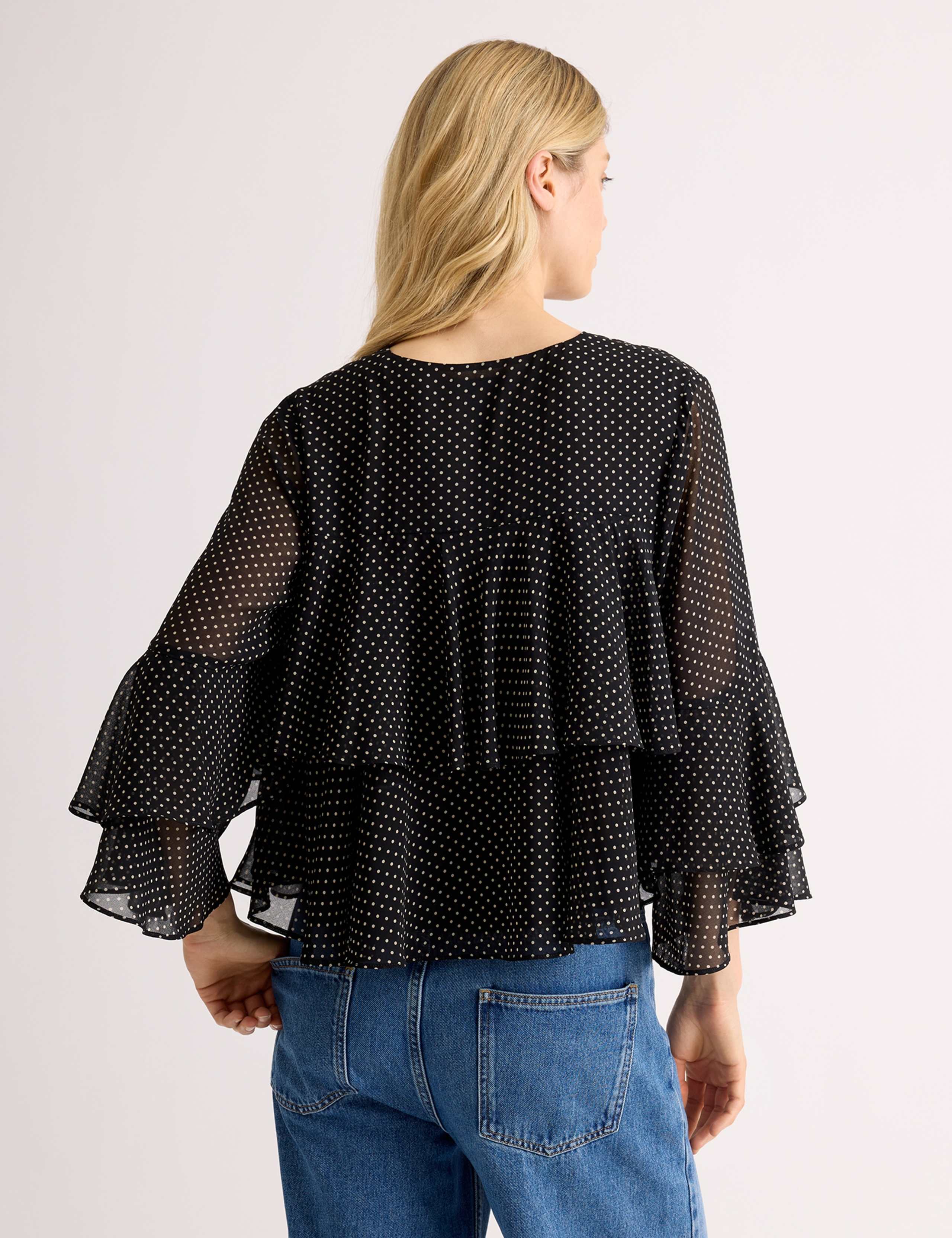 Chiffon Polka Dot Ruffle Top 5 of 5