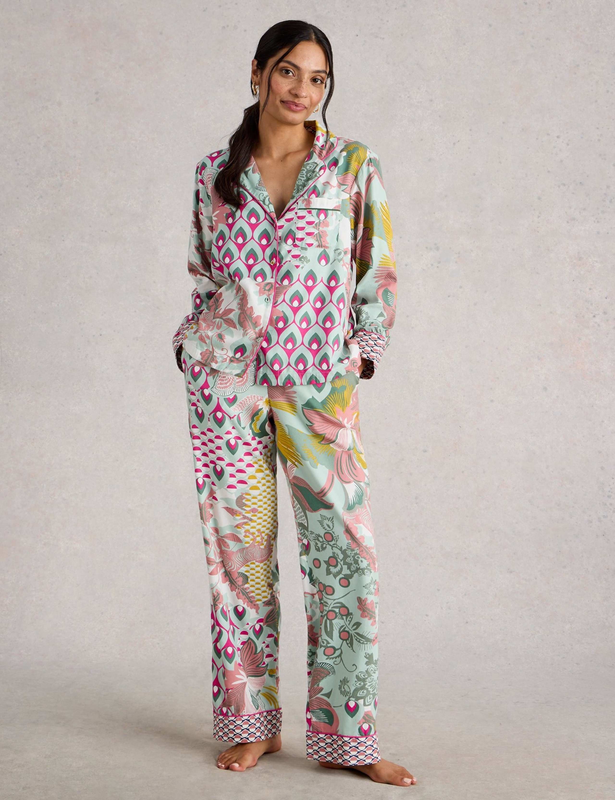 Cotton Rich Printed Pyjama Top 1 of 7