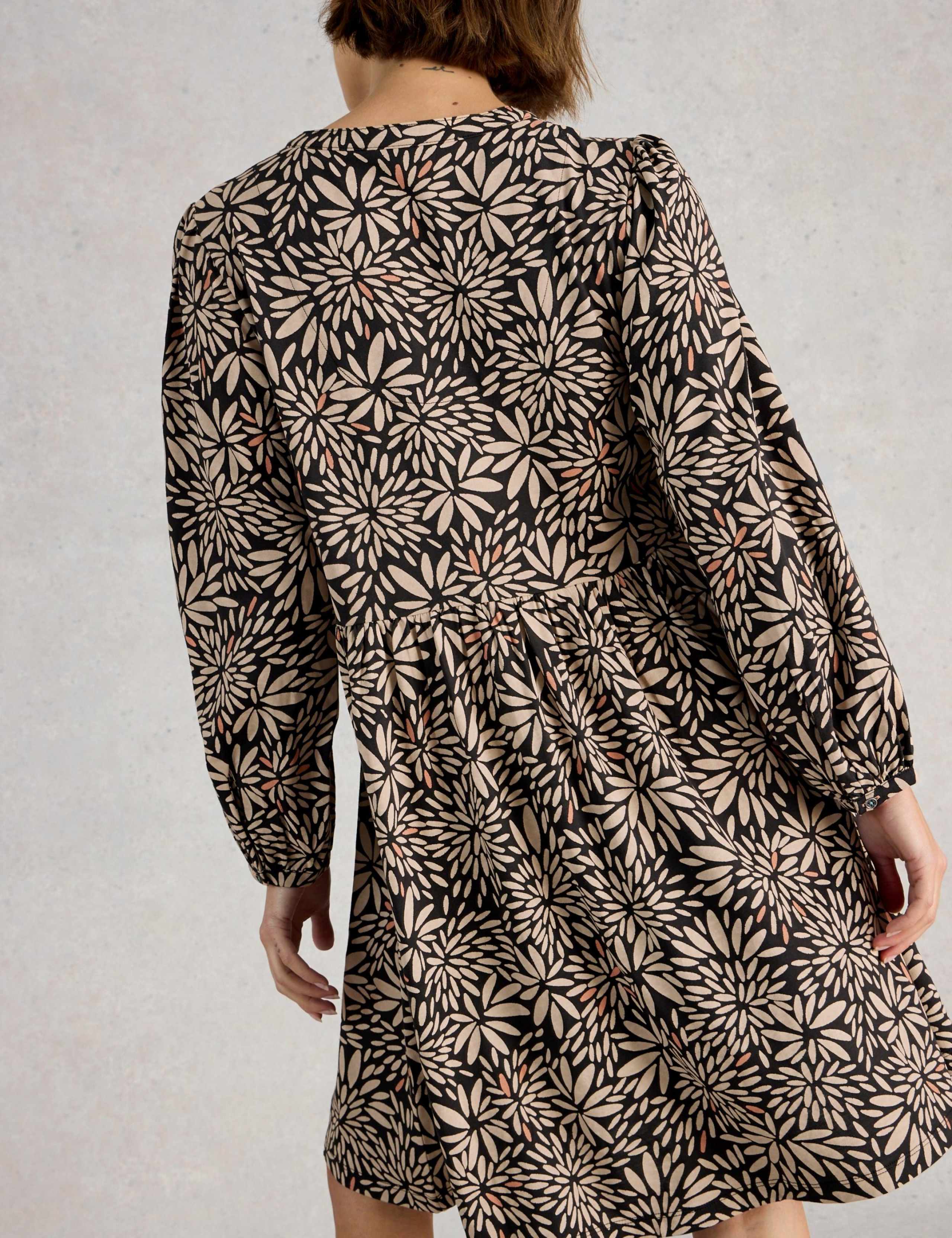 Cotton Blend Notch Neck Floral Tea Dress 5 of 6