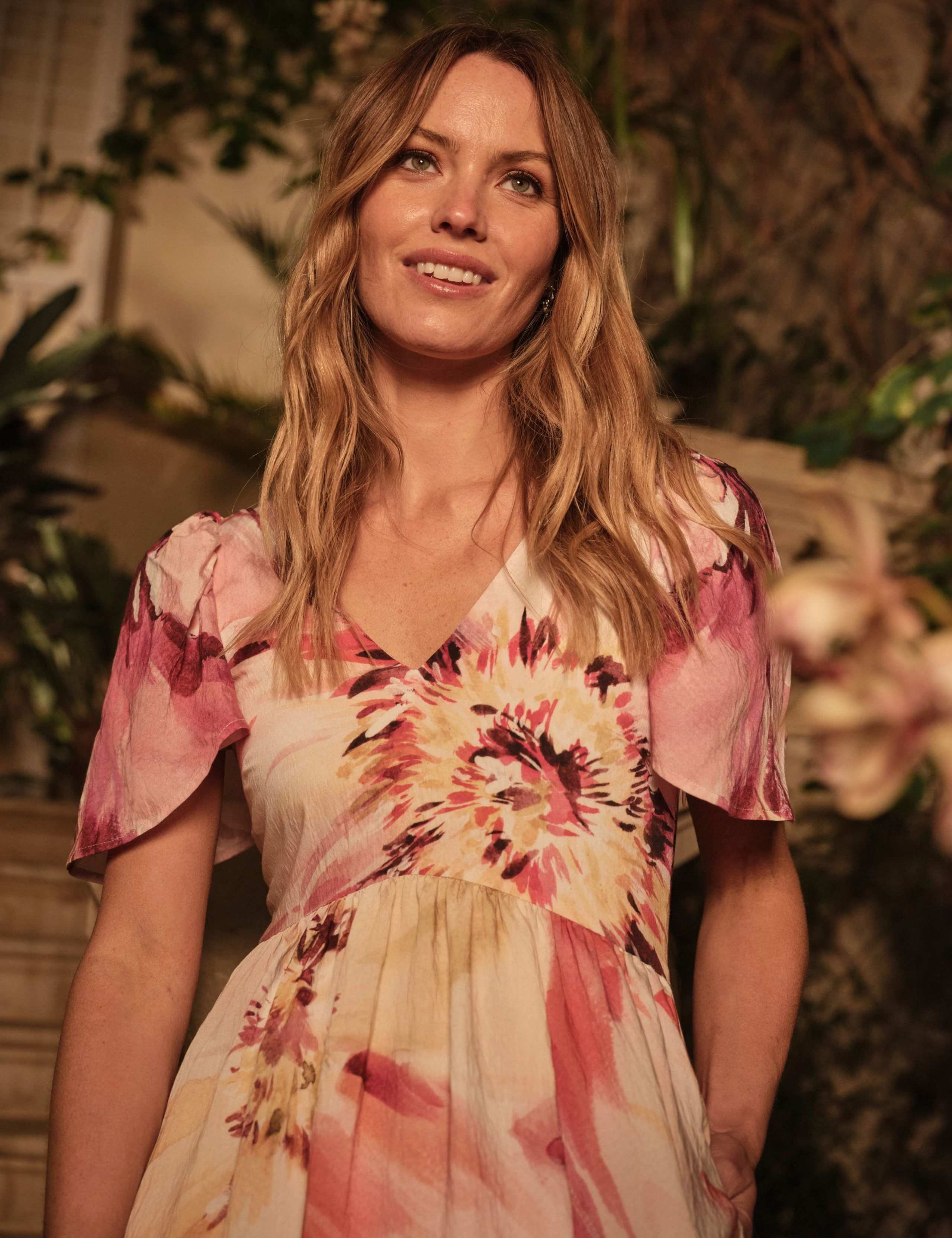 Floral V-Neck Midi Waisted Dress 4 of 10