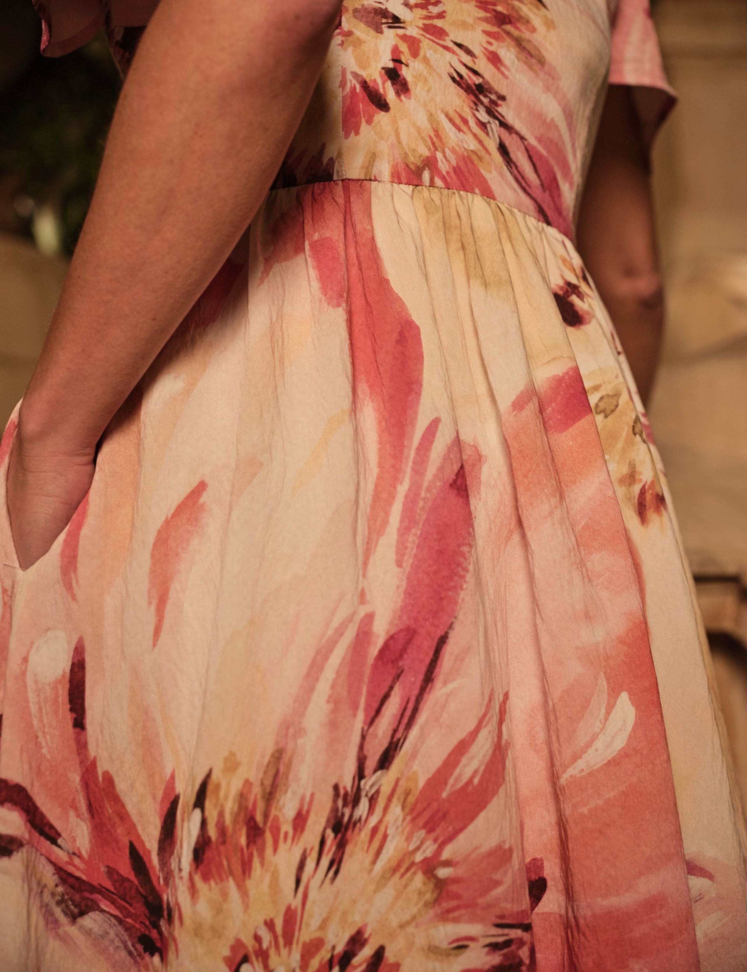 Floral V-Neck Midi Waisted Dress 9 of 10