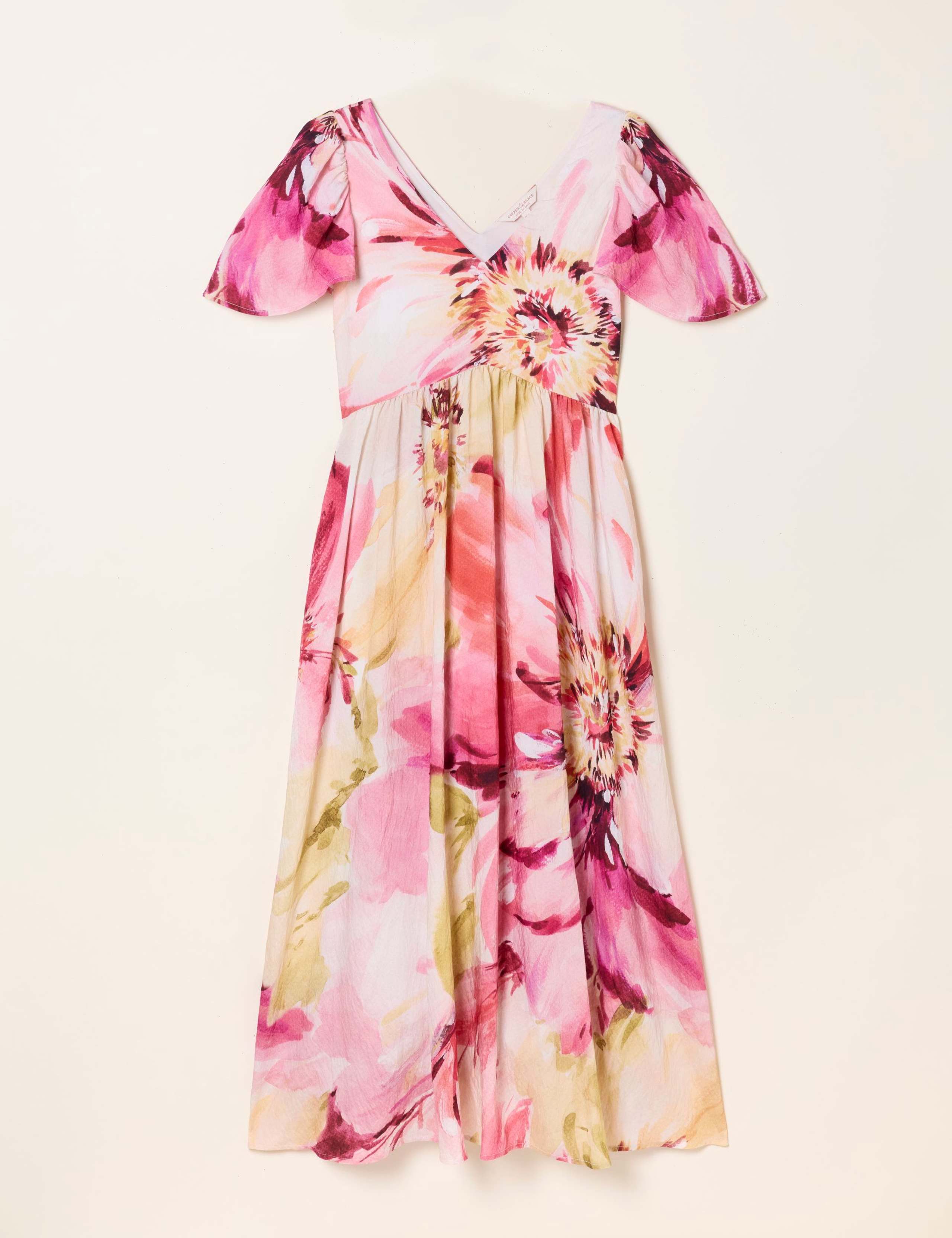Floral V-Neck Midi Waisted Dress 2 of 10