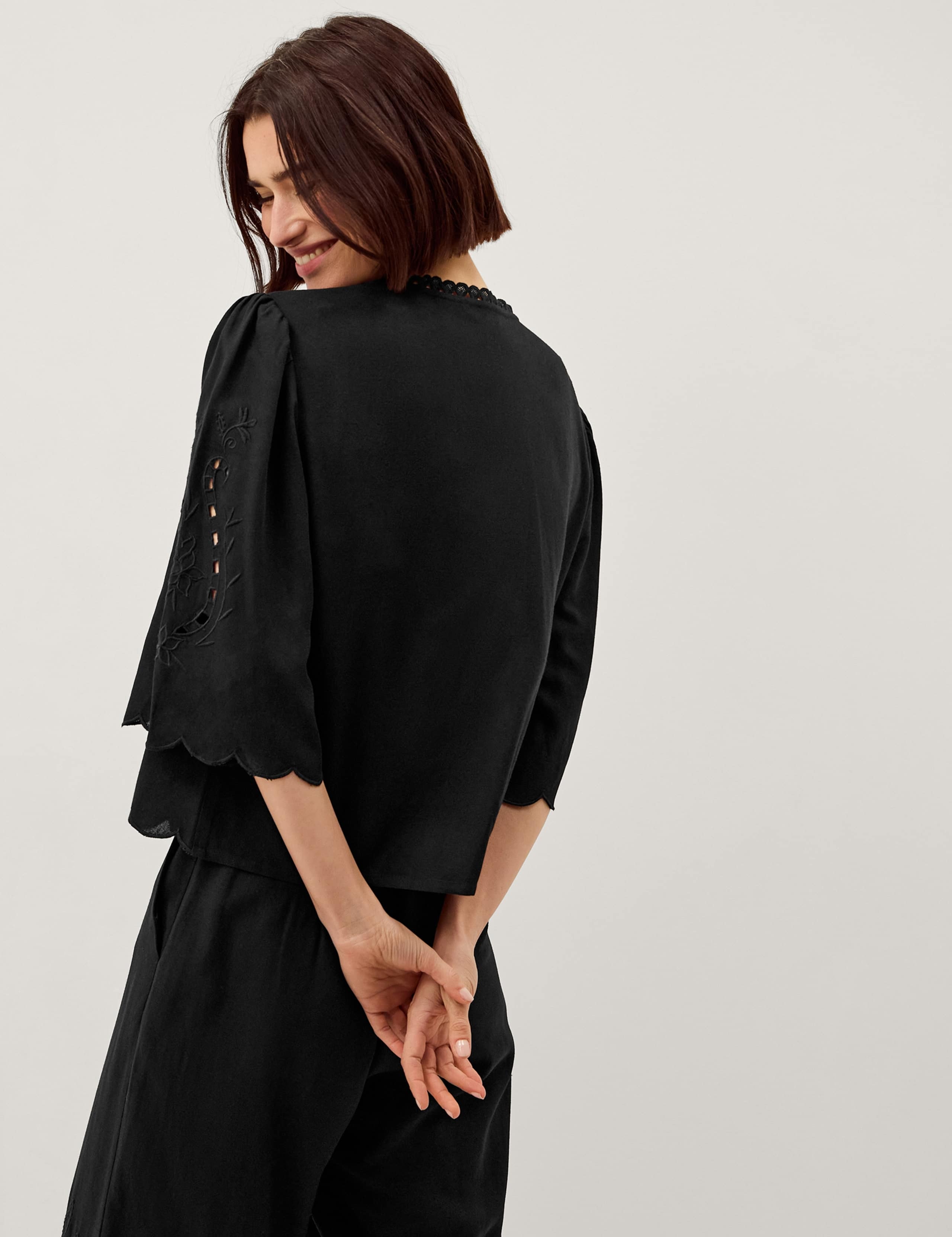 Embroidered Tie Neck Blouse 3 of 4