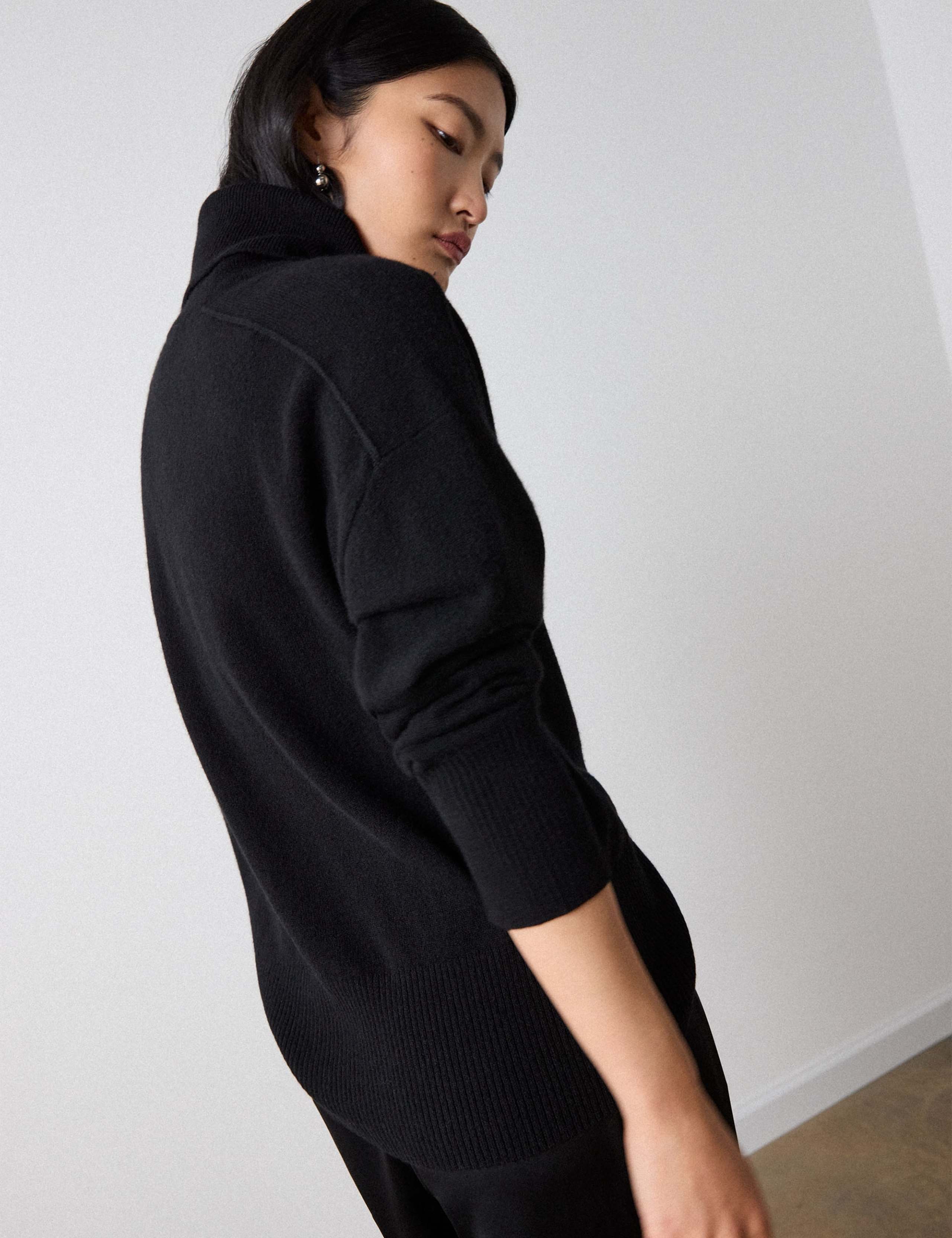 Pure Cashmere Roll Neck Seam Knitted Top 6 of 6