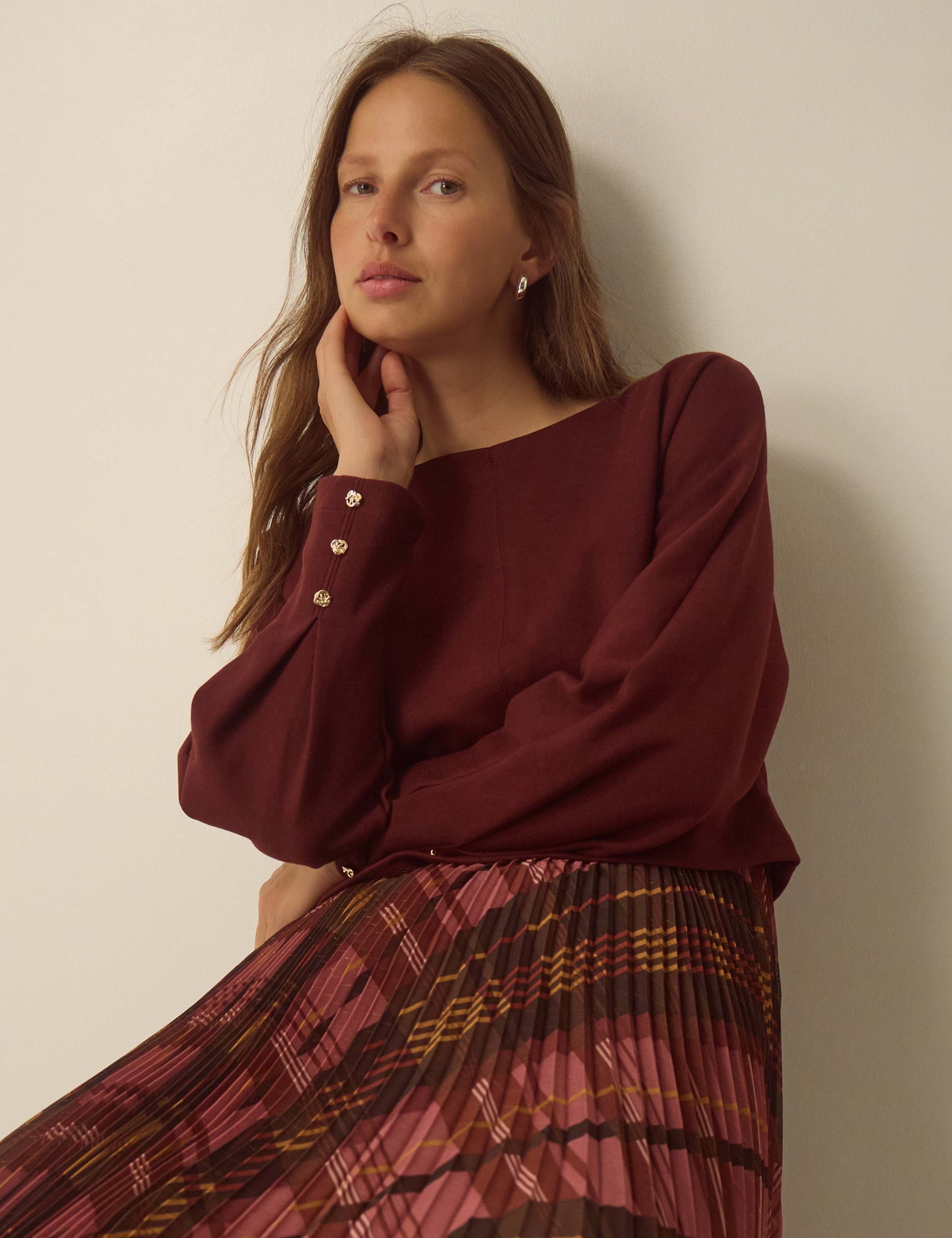 Pure Cotton Checked Smock Midi Dress 4 of 5