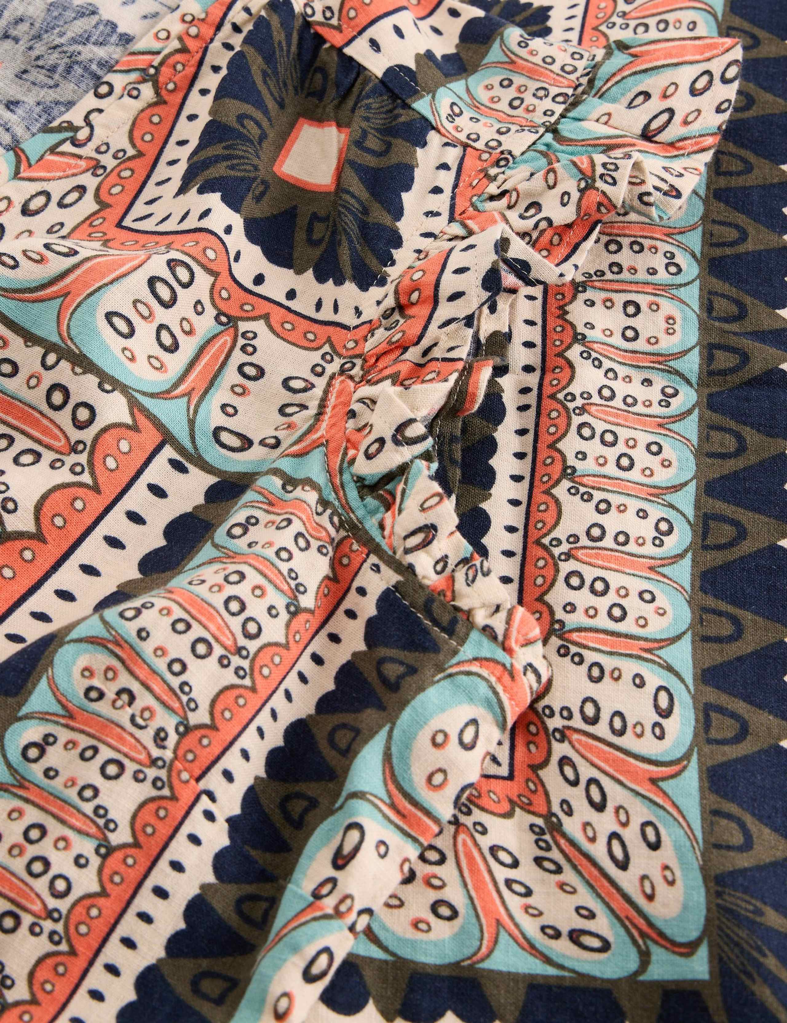 Linen Blend Printed Midi Skater Dress 5 of 6