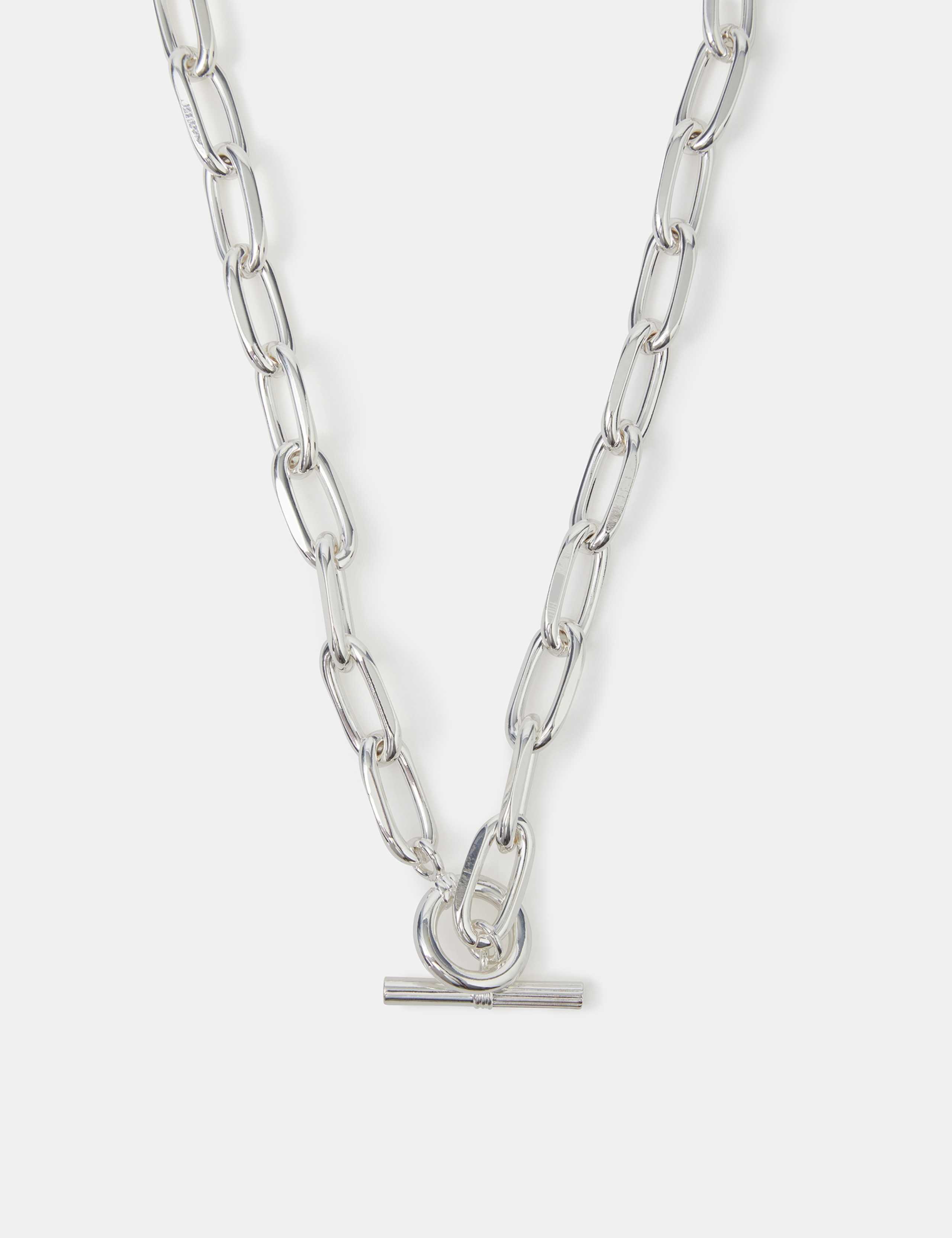 Silver Plated Chunky T-Bar Necklace 2 of 2
