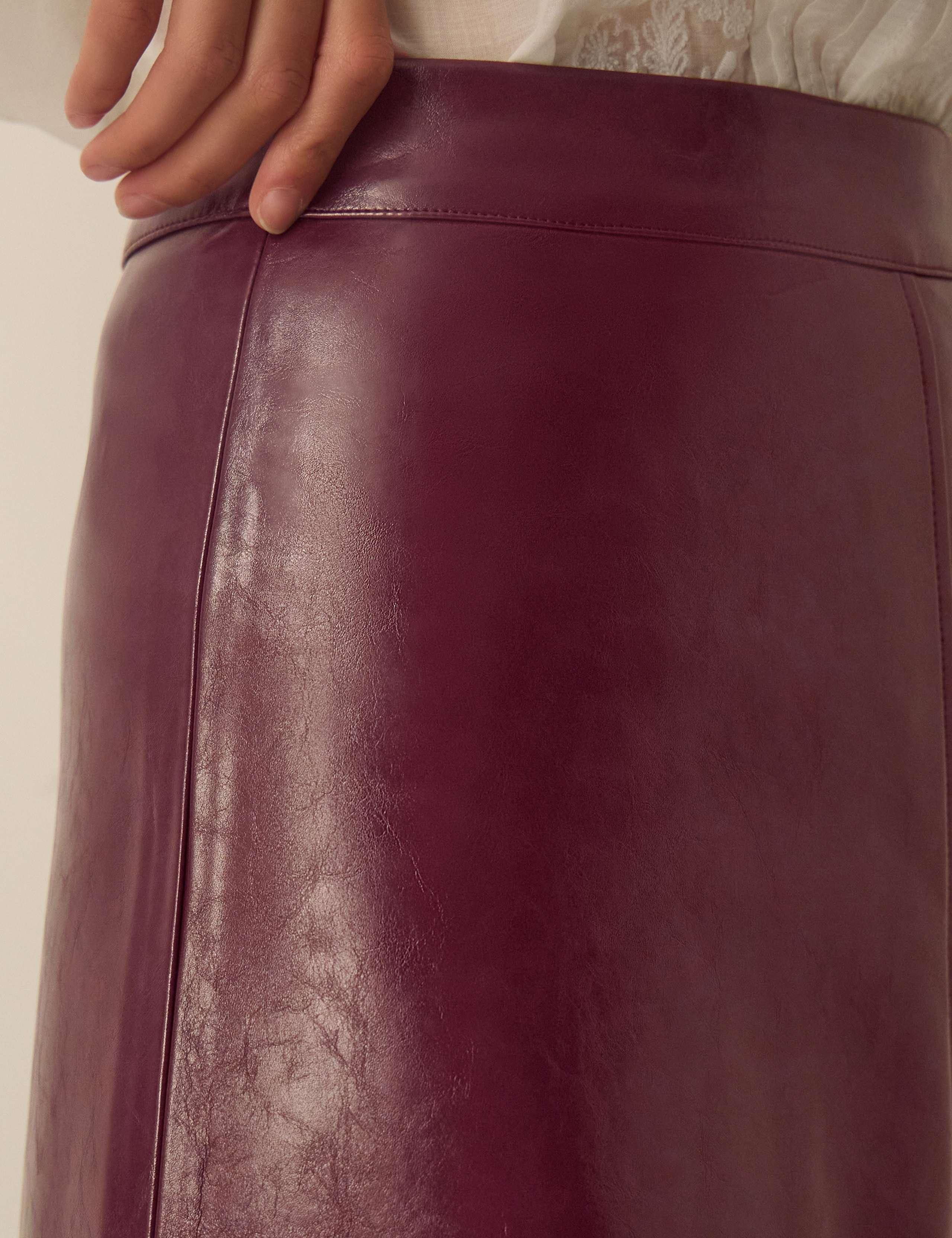 Faux Leather Midi A Line Skirt 4 of 4
