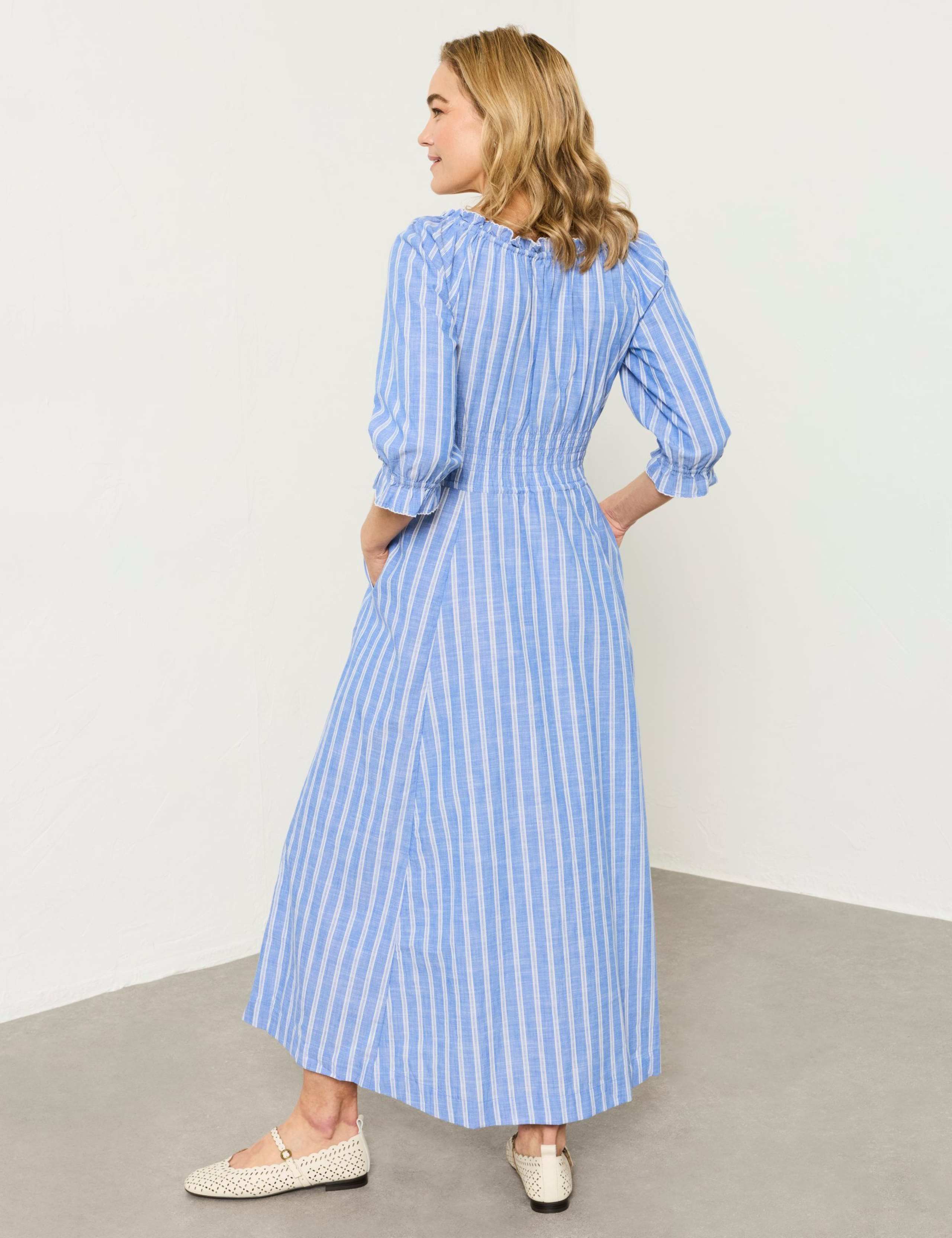 Pure Cotton Striped Midi Waisted Dress 5 of 7
