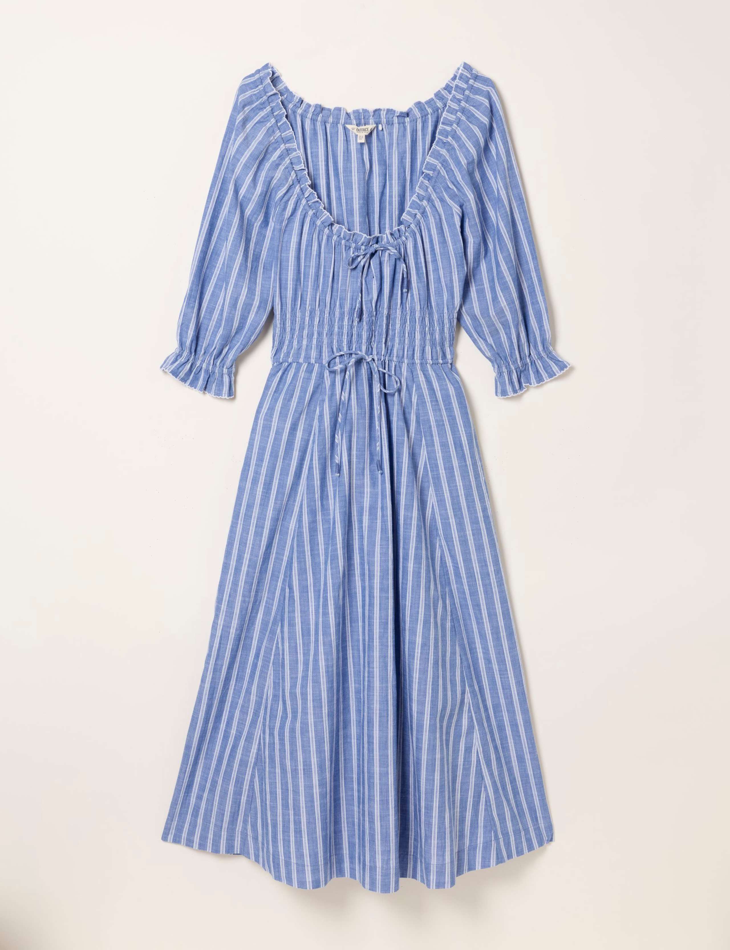Pure Cotton Striped Midi Waisted Dress 2 of 7