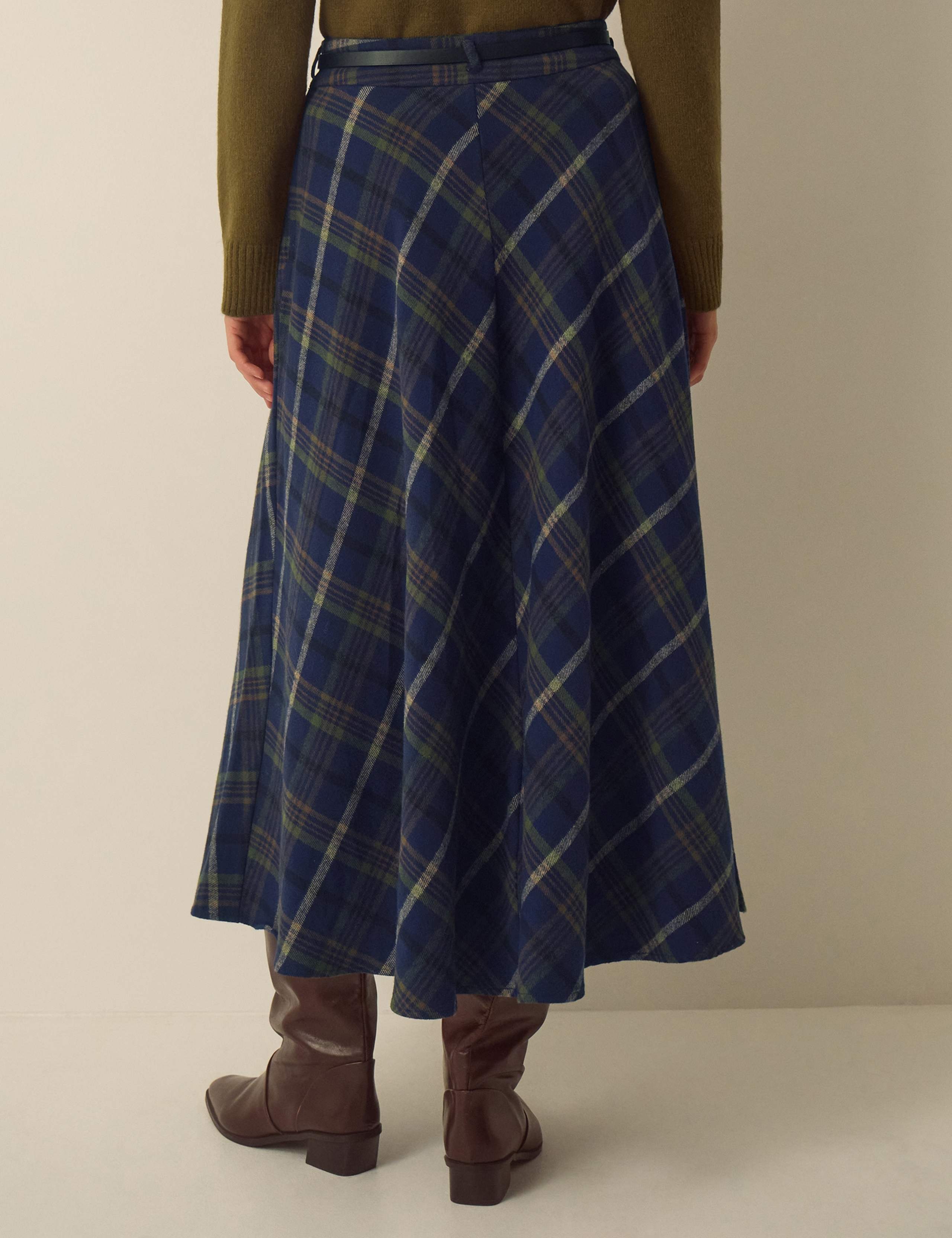Pure Cotton Checked Midi A Line Skirt 2 of 5