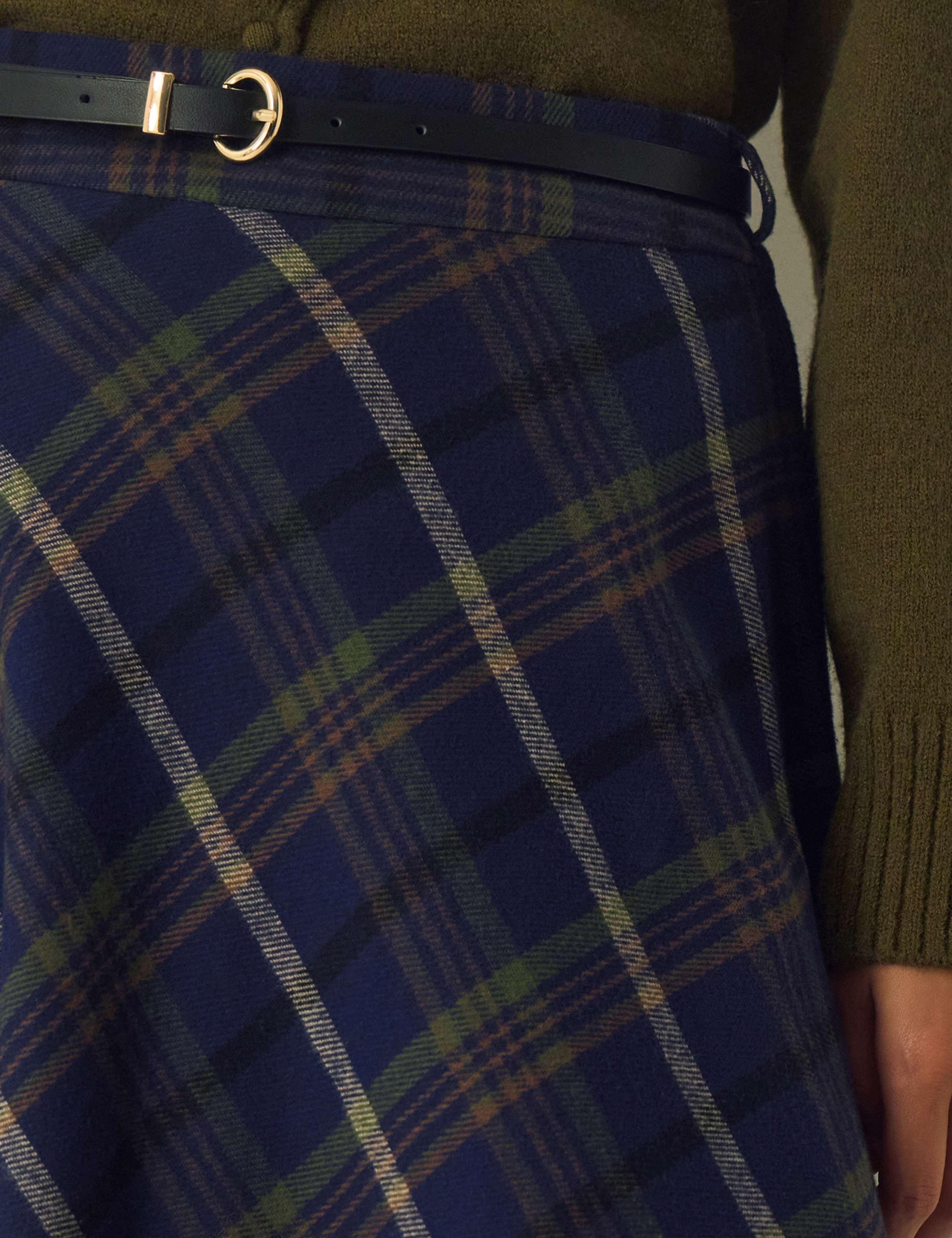 Pure Cotton Checked Midi A Line Skirt 5 of 5