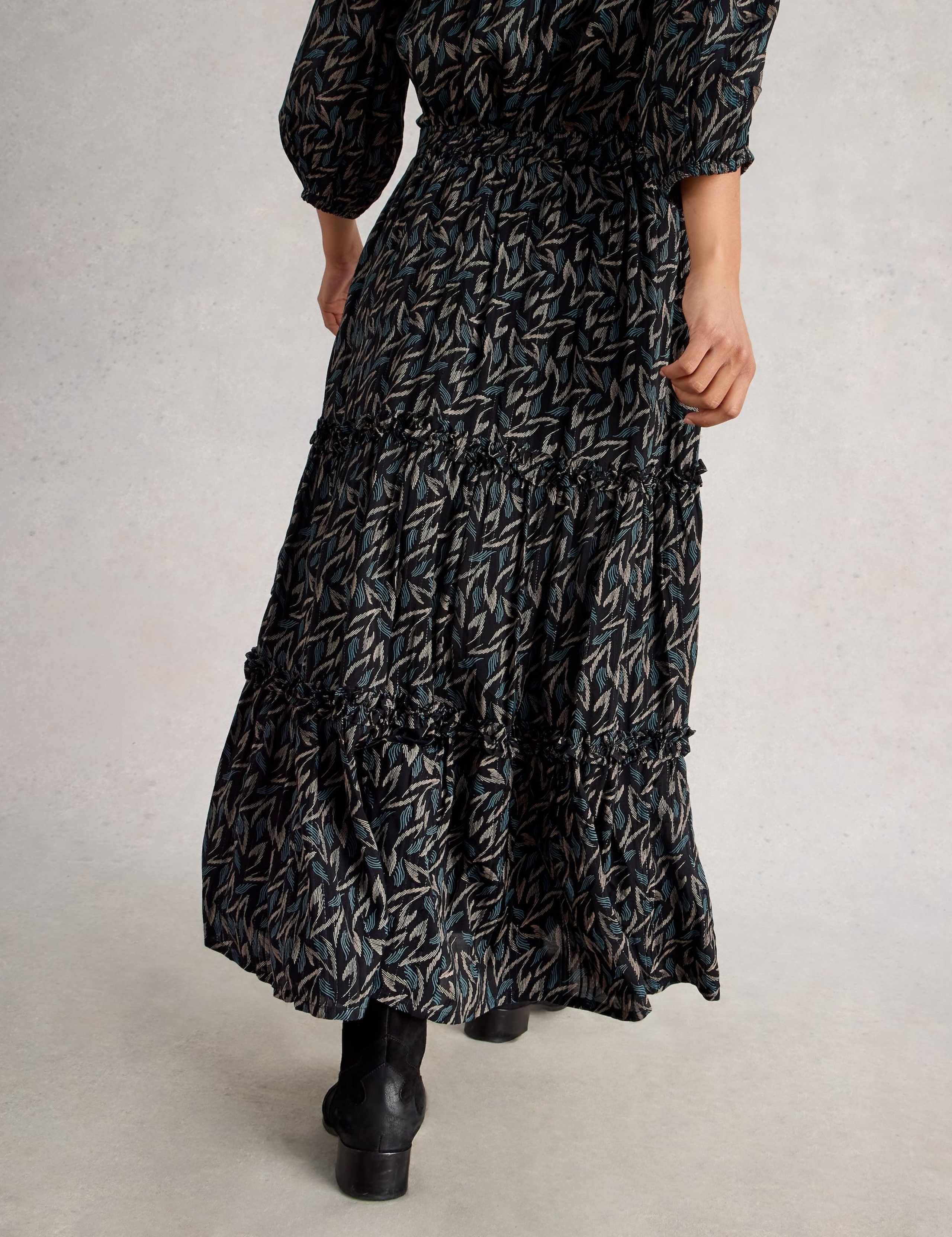 Metallic Printed Midi Tiered Skirt 3 of 6