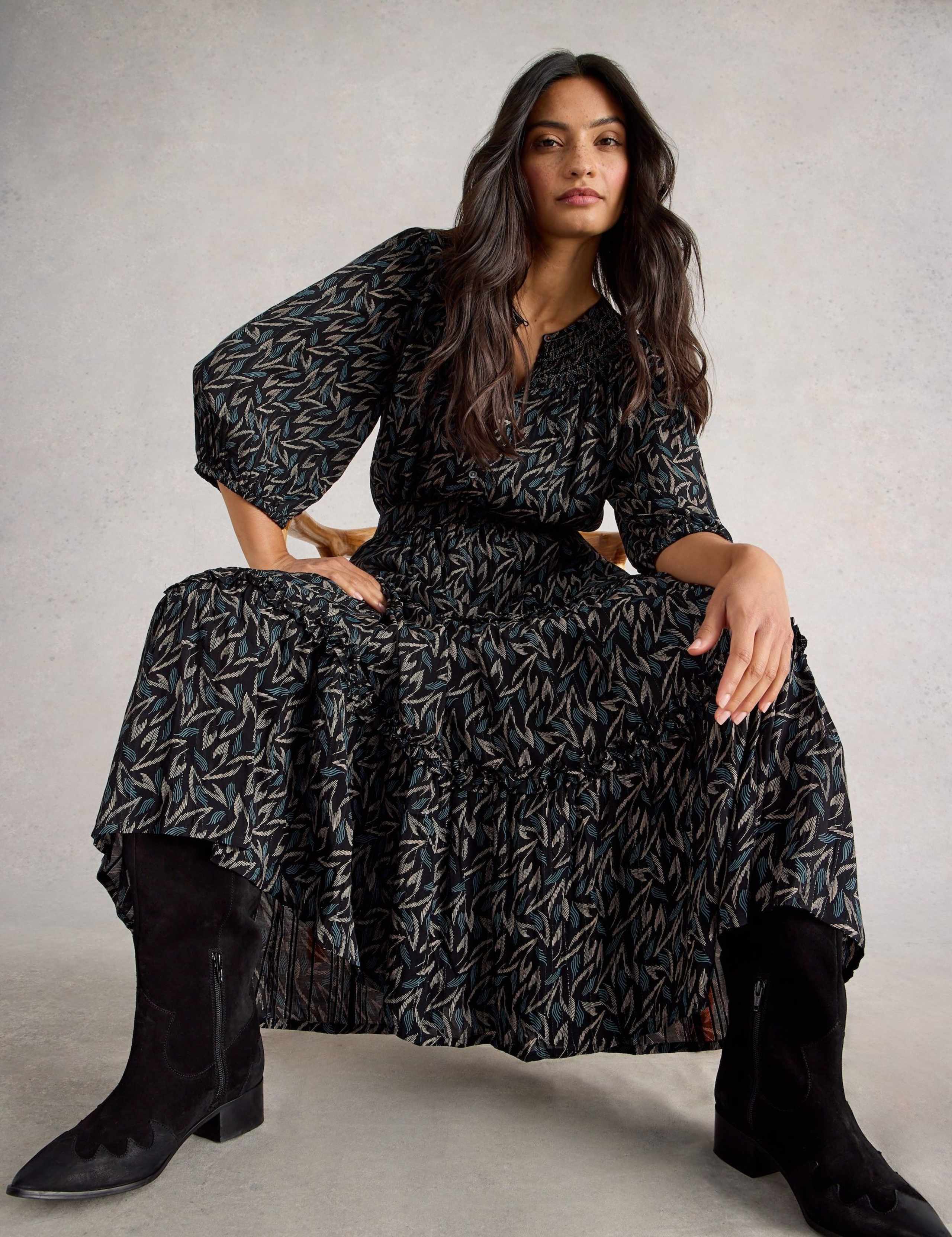 Metallic Printed Midi Tiered Skirt 5 of 6
