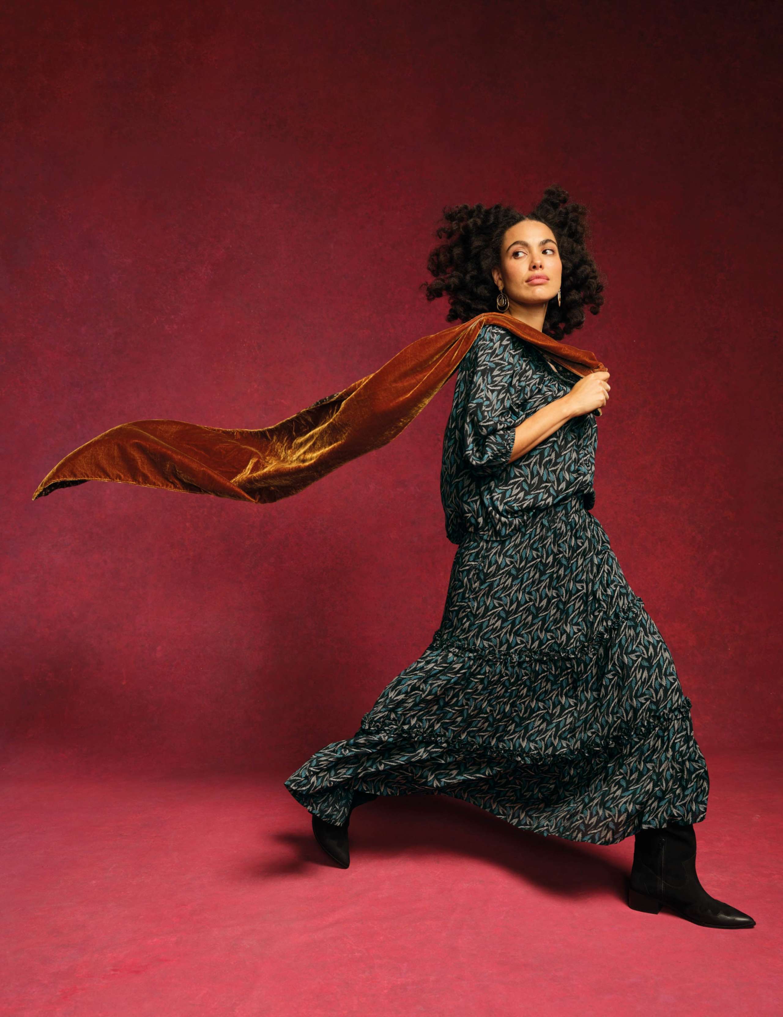 Metallic Printed Midi Tiered Skirt 7 of 7