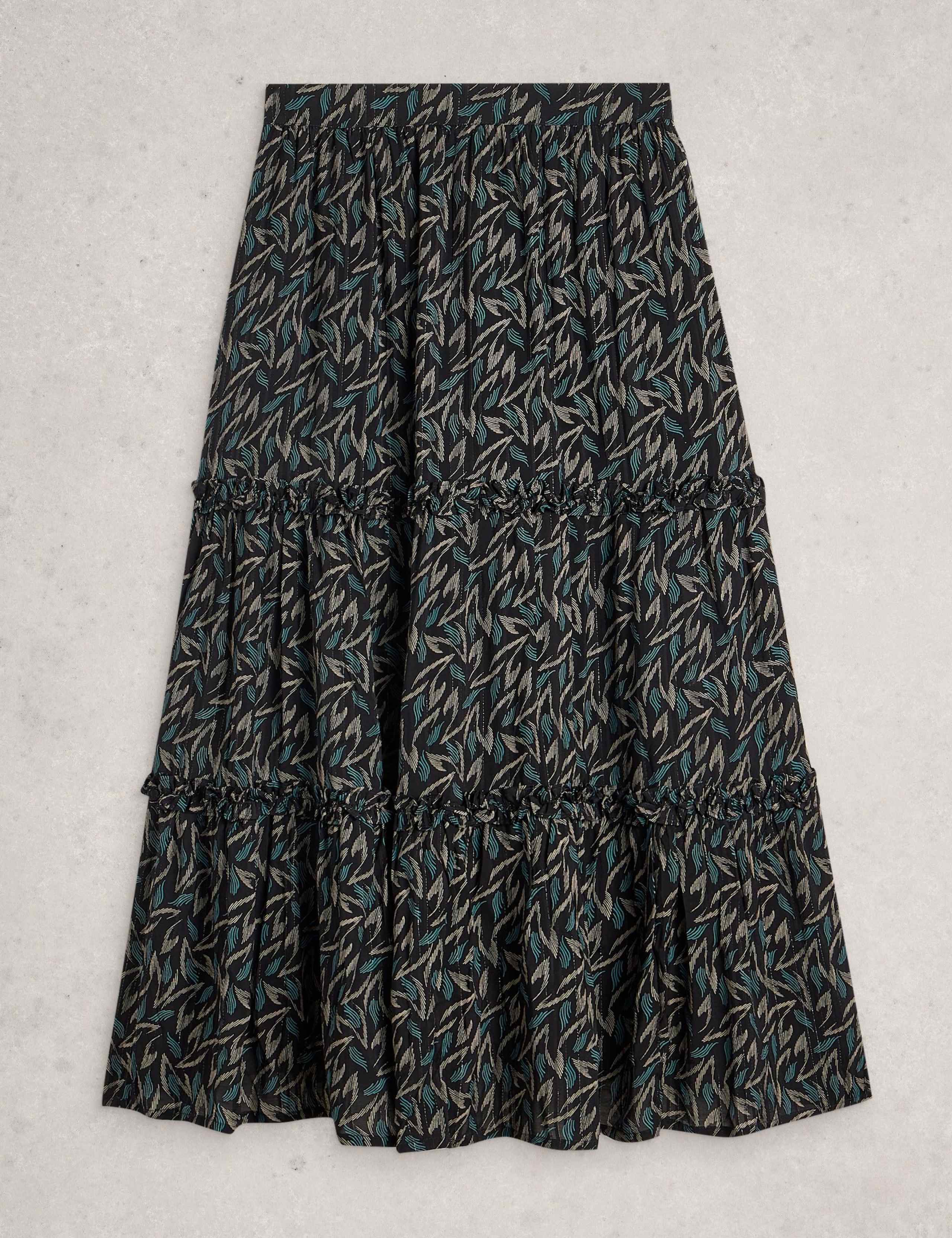 Metallic Printed Midi Tiered Skirt 2 of 6