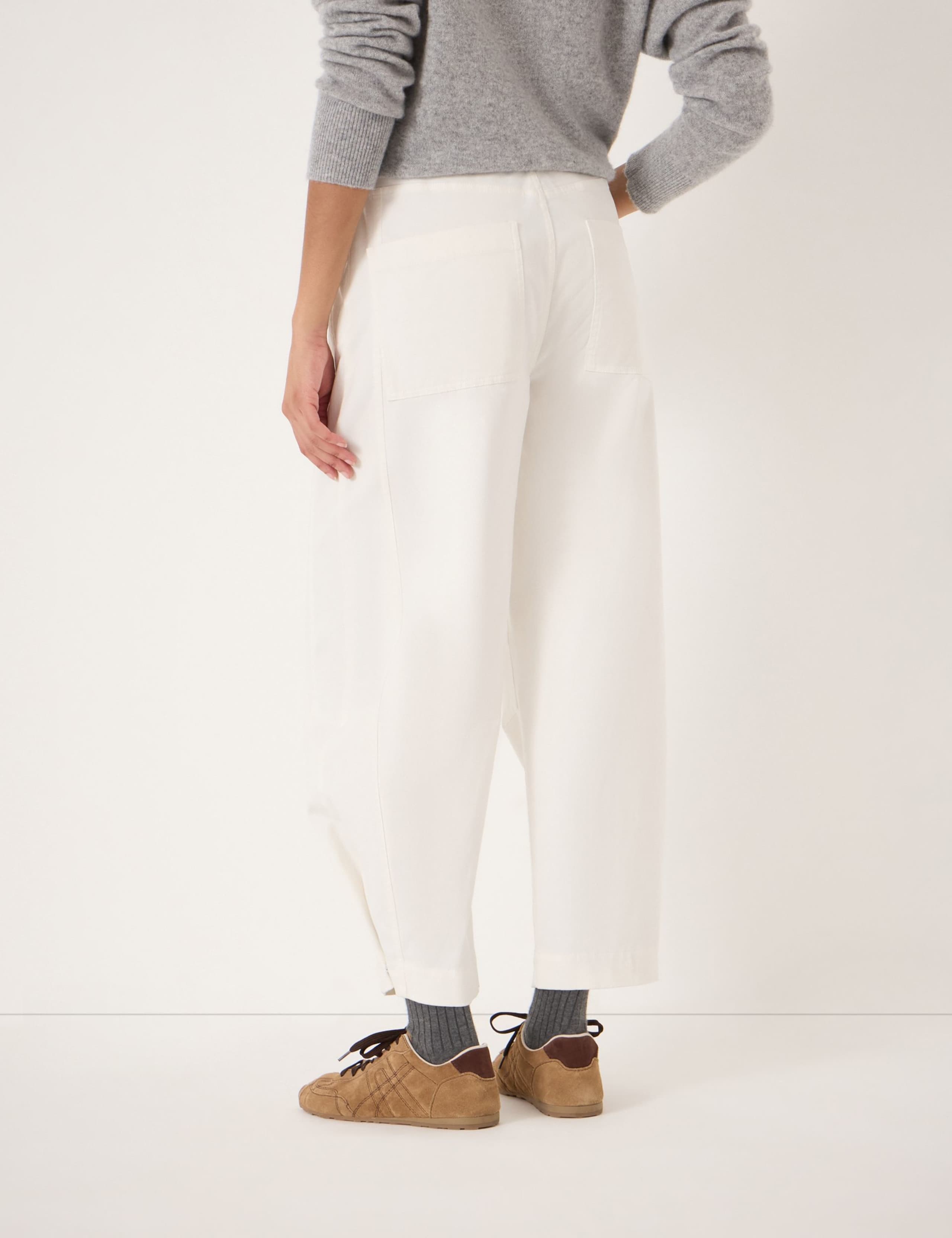 Cotton Rich Barrel Leg Ankle Grazer Trousers 4 of 6