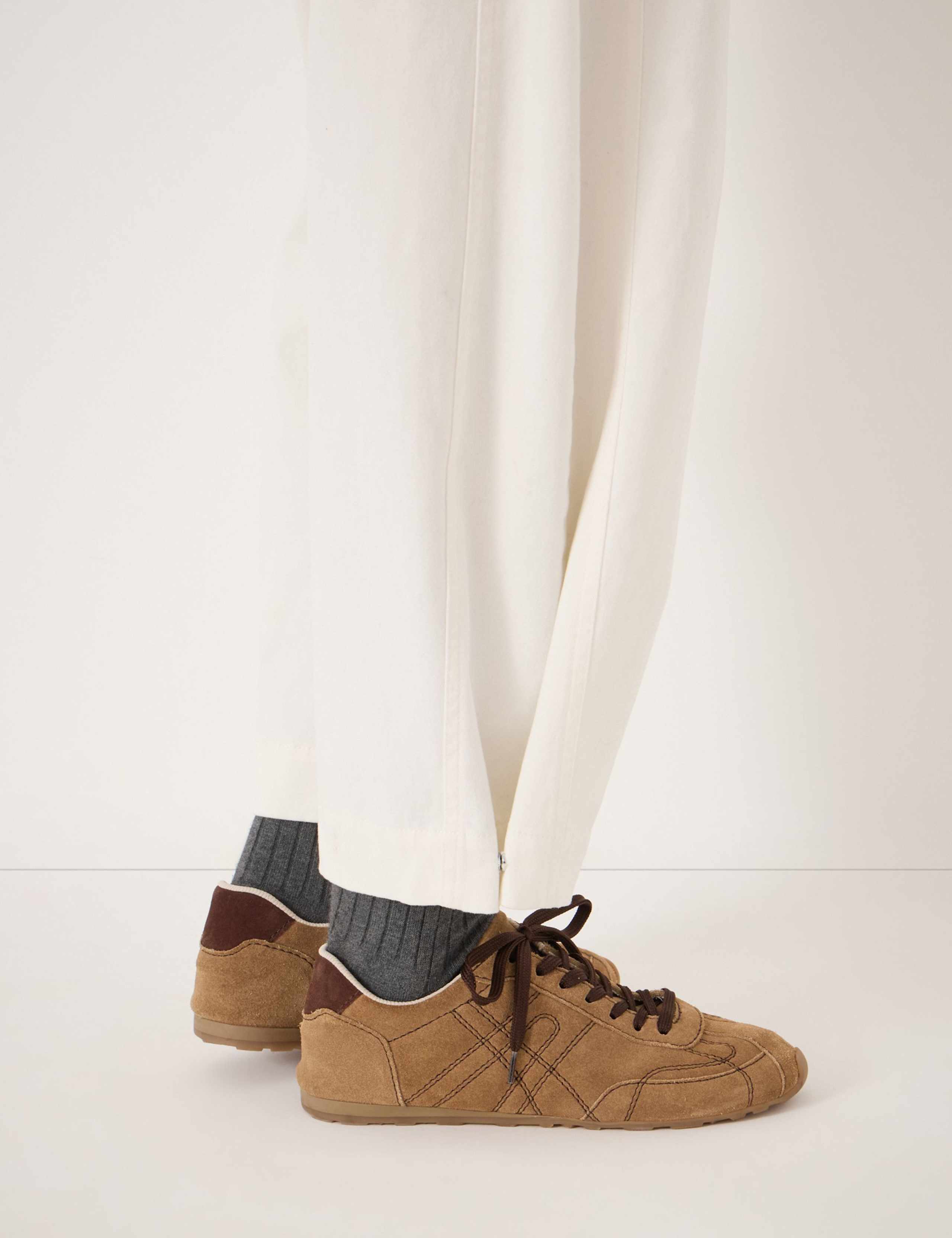 Cotton Rich Barrel Leg Ankle Grazer Trousers 5 of 6