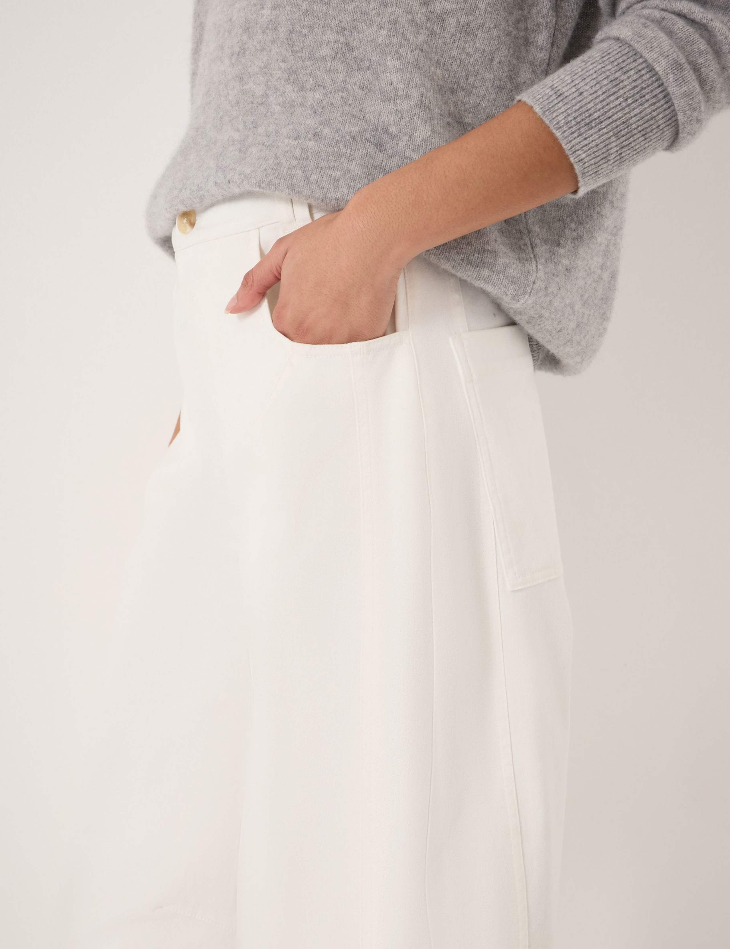 Cotton Rich Barrel Leg Ankle Grazer Trousers 6 of 6