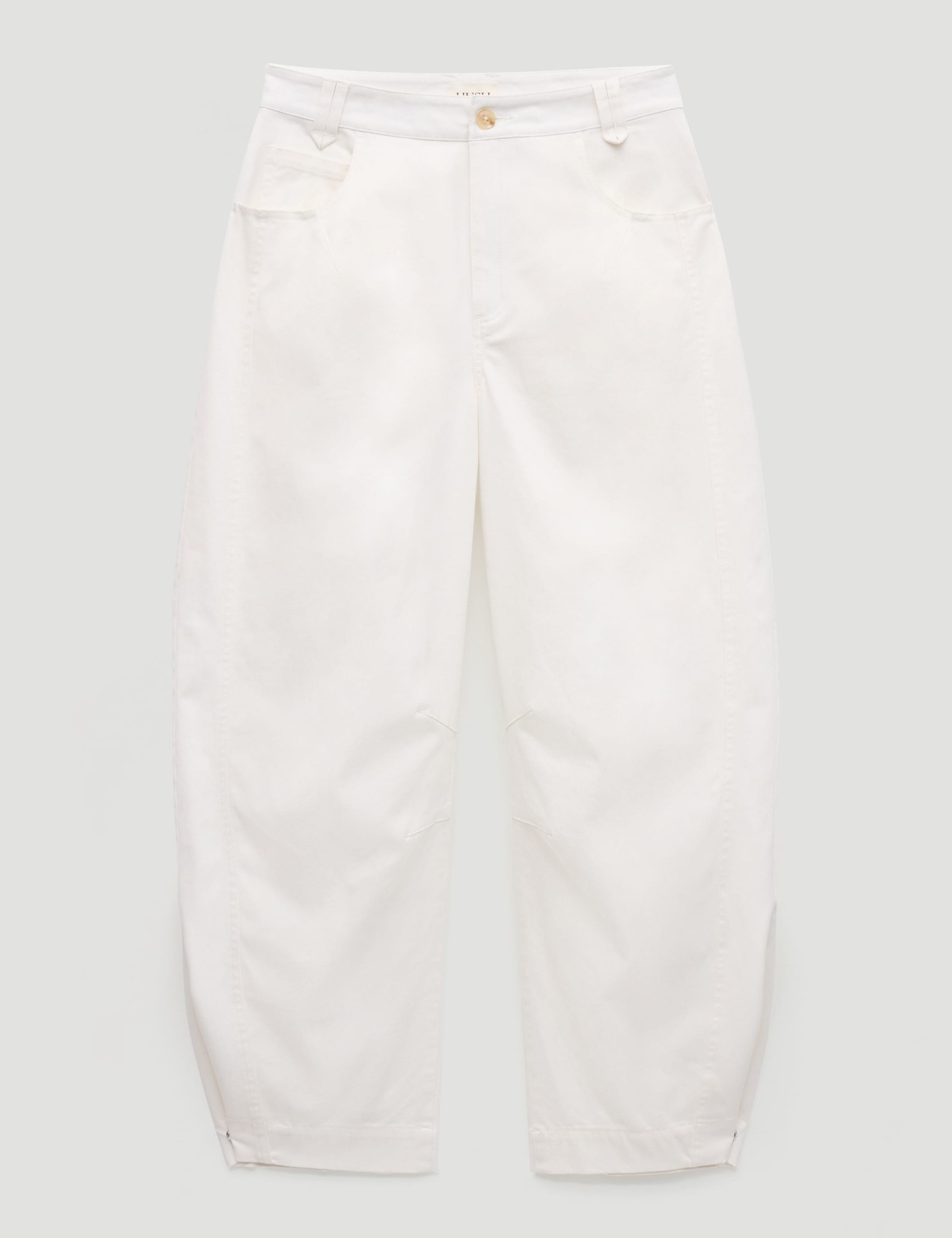 Cotton Rich Barrel Leg Ankle Grazer Trousers 2 of 6