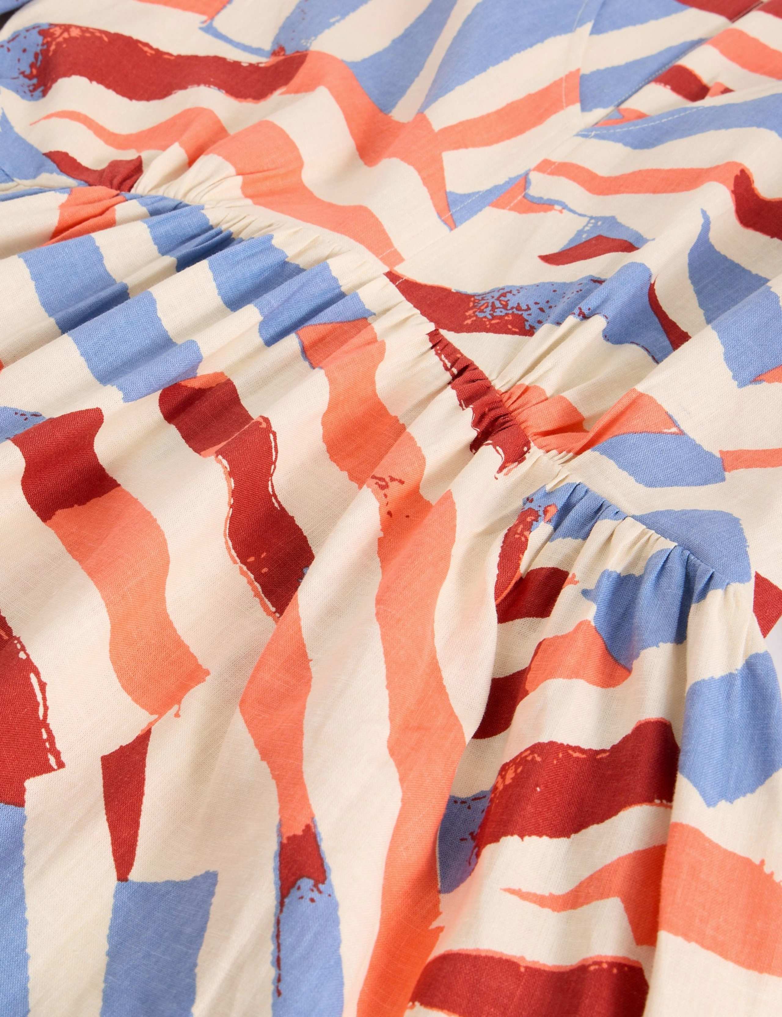 Linen Rich Printed V-Neck Midi Tea Dress 5 of 6