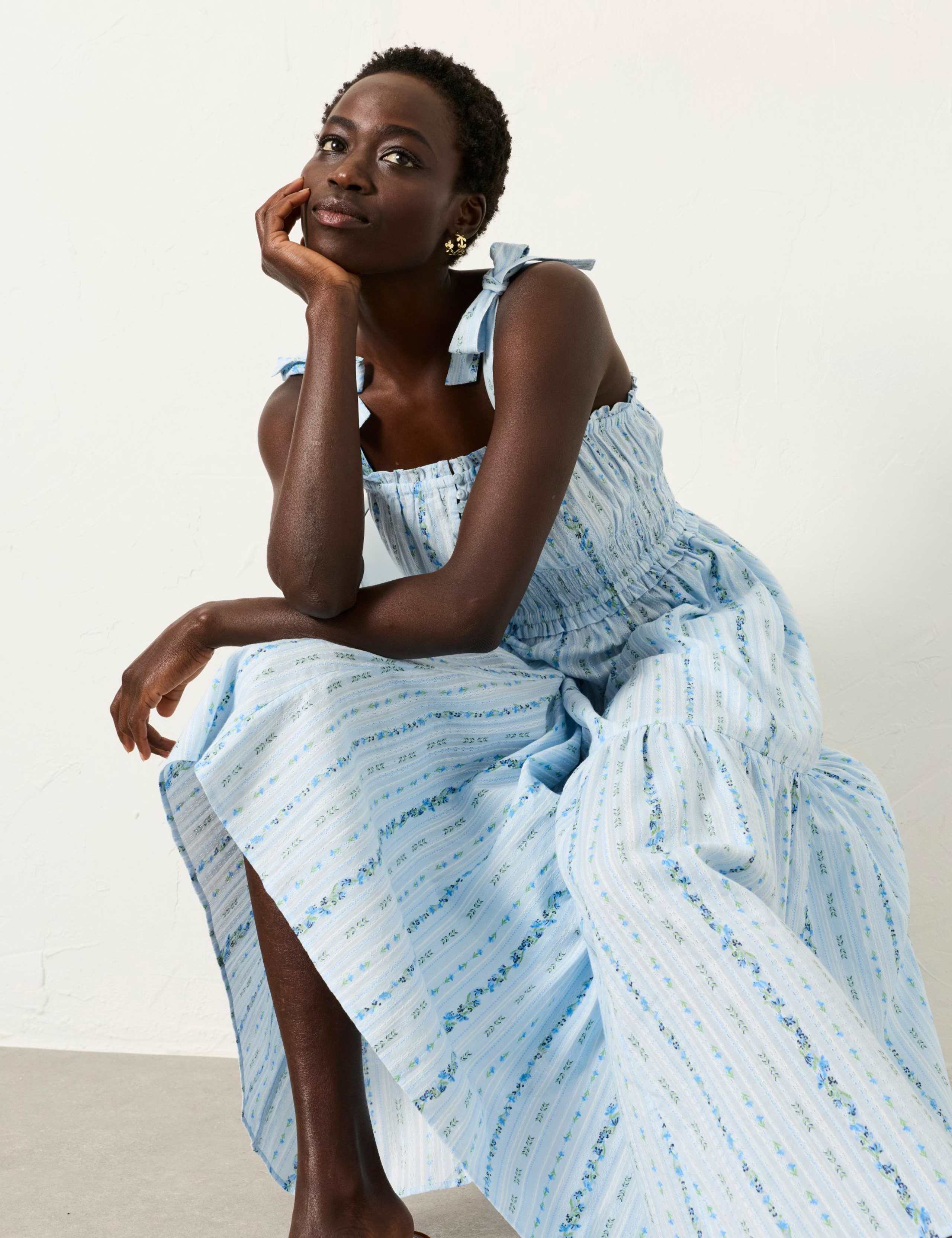 Pure Cotton Striped Midi Waisted Dress 3 of 6