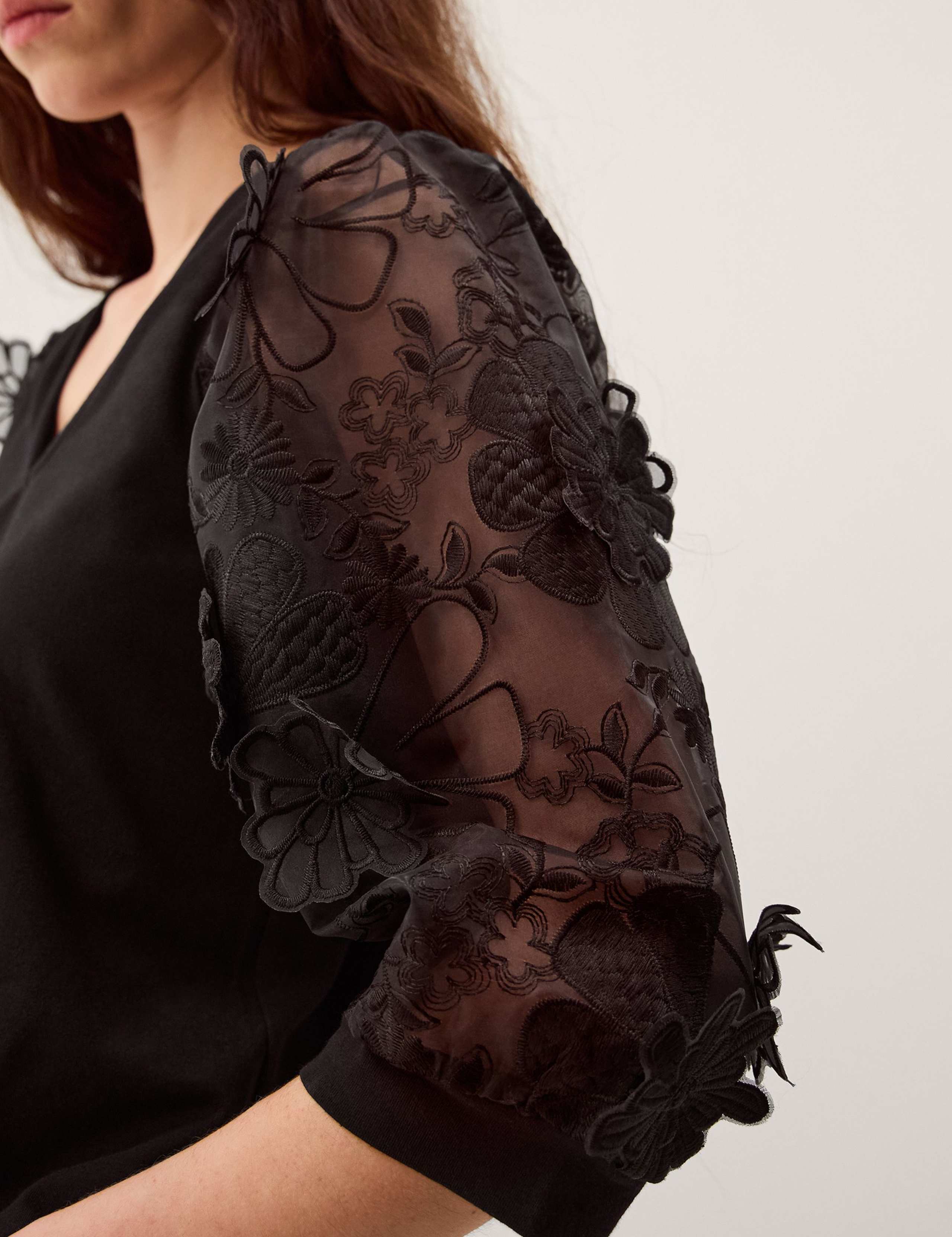 Cotton Rich Embroidered V-Neck Top 5 of 5