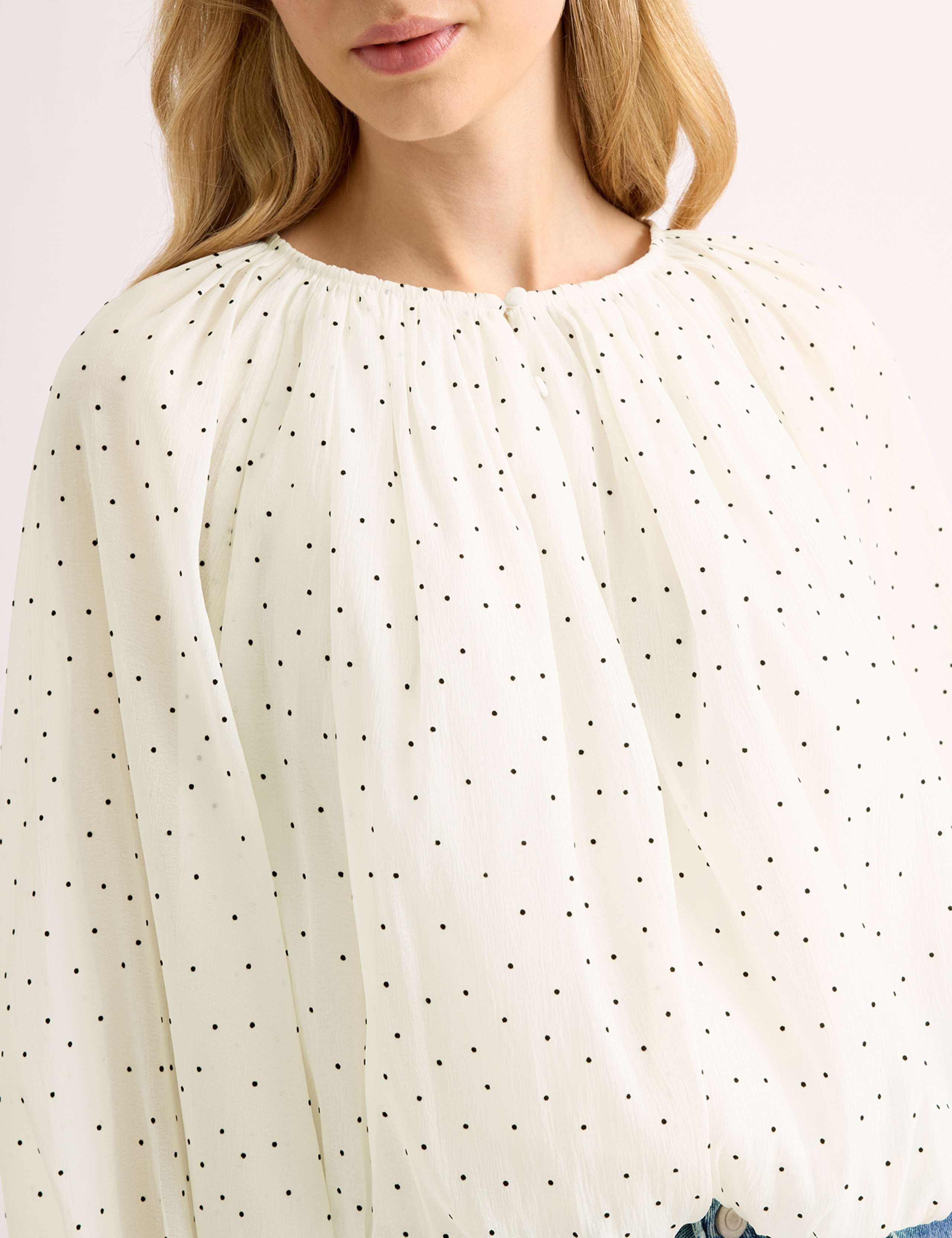 Flocked Spot Bubble Hem Top 4 of 5