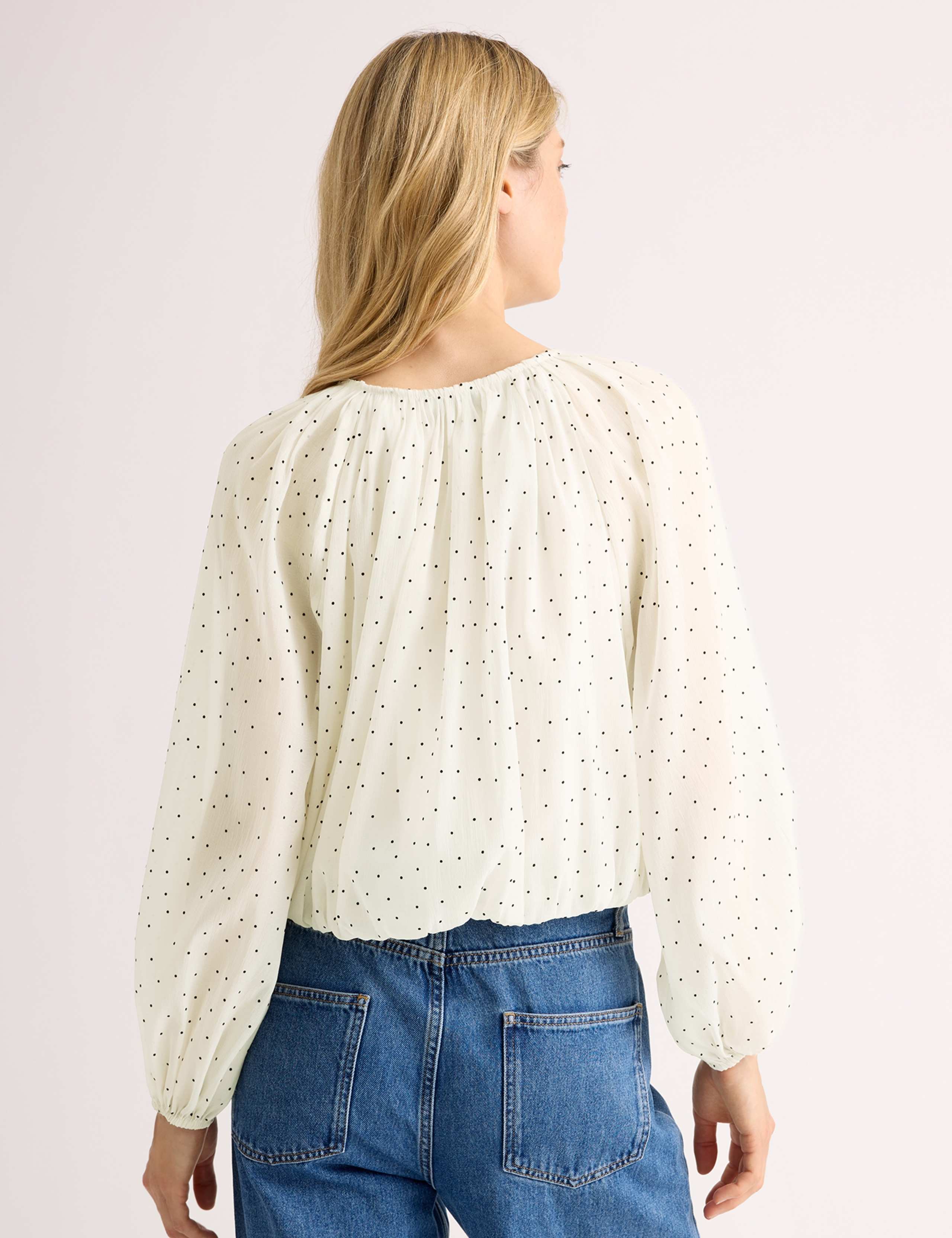 Flocked Spot Bubble Hem Top 5 of 5