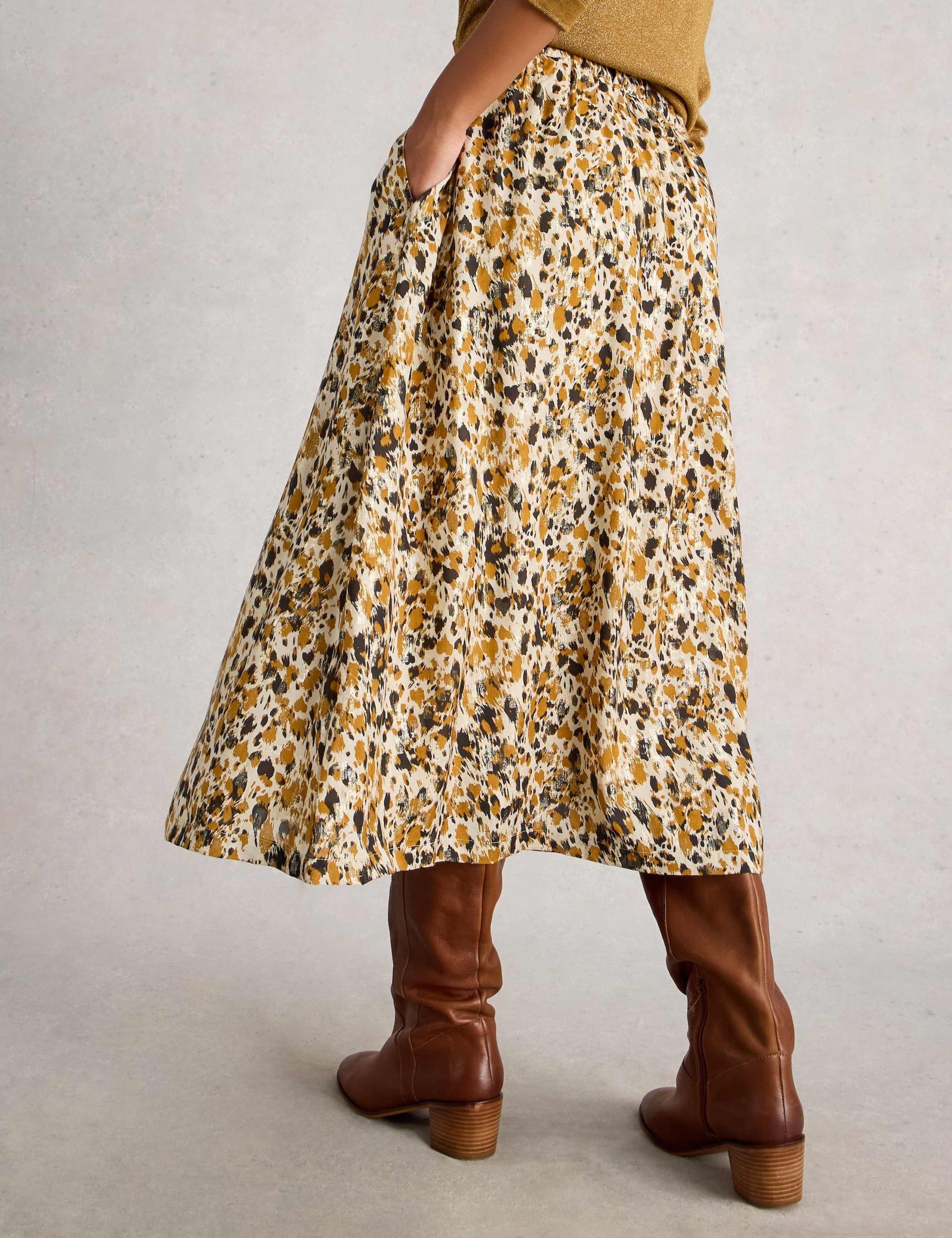 Metallic Printed Midi A-Line Skirt 3 of 6