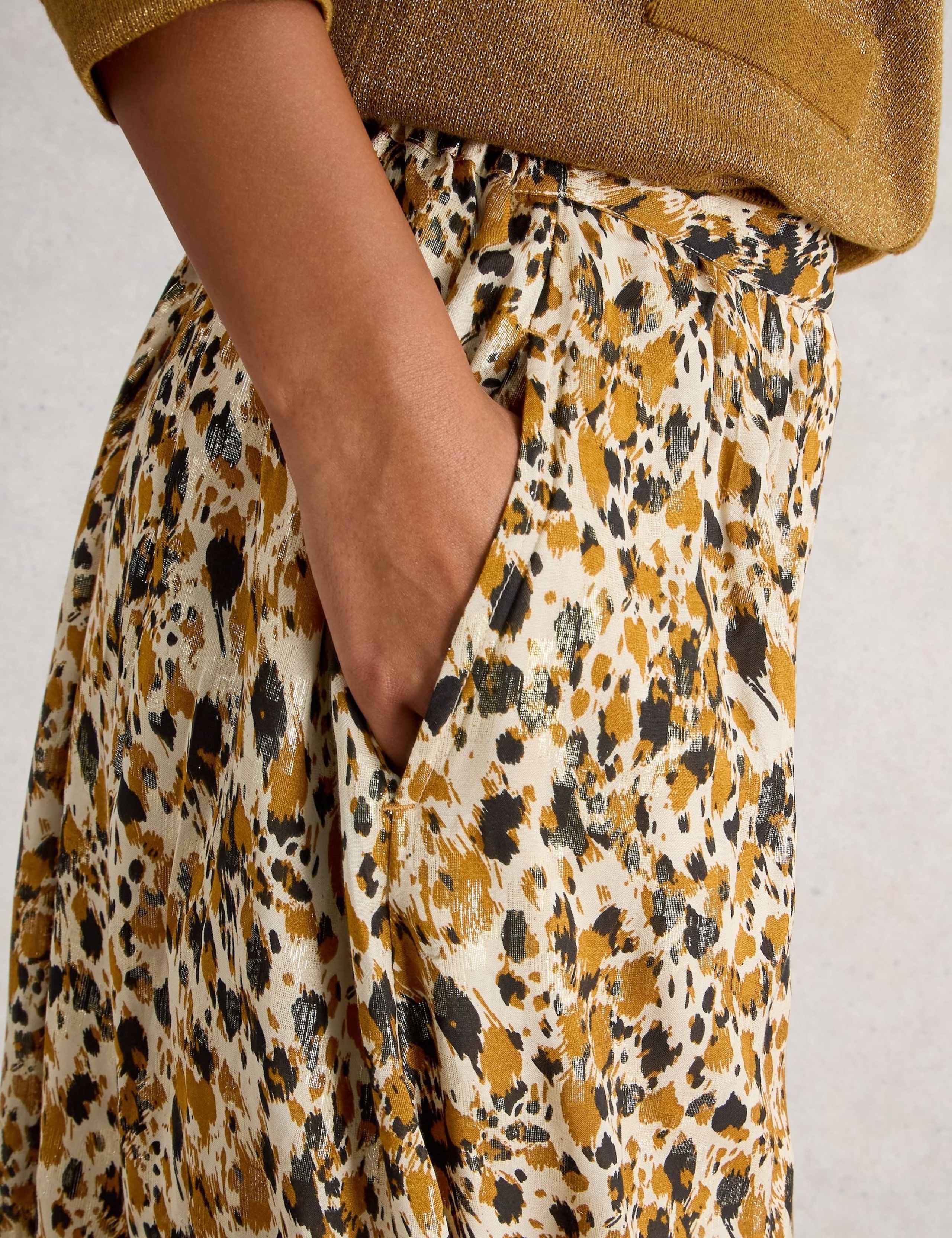 Metallic Printed Midi A-Line Skirt 4 of 6
