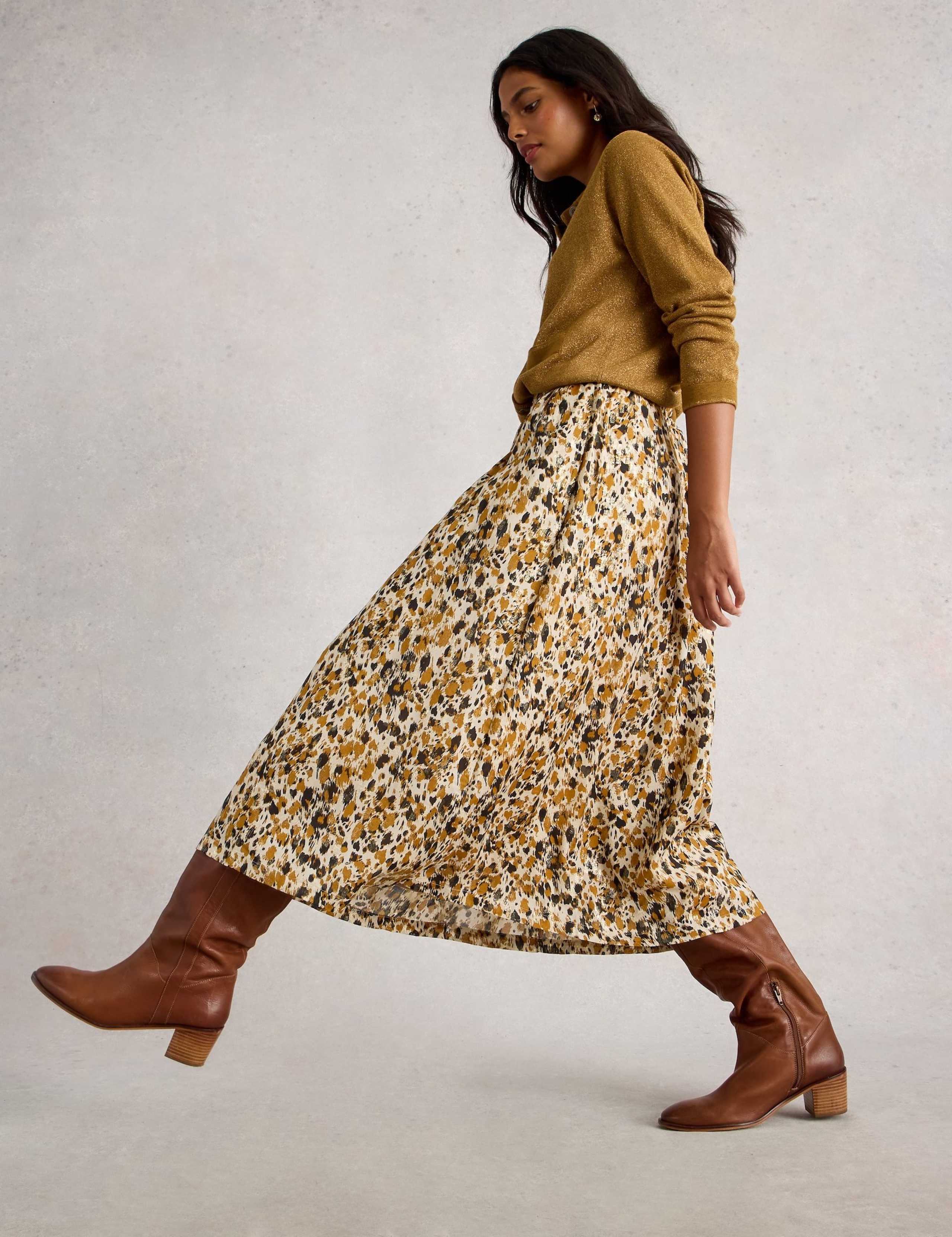Metallic Printed Midi A-Line Skirt 5 of 6
