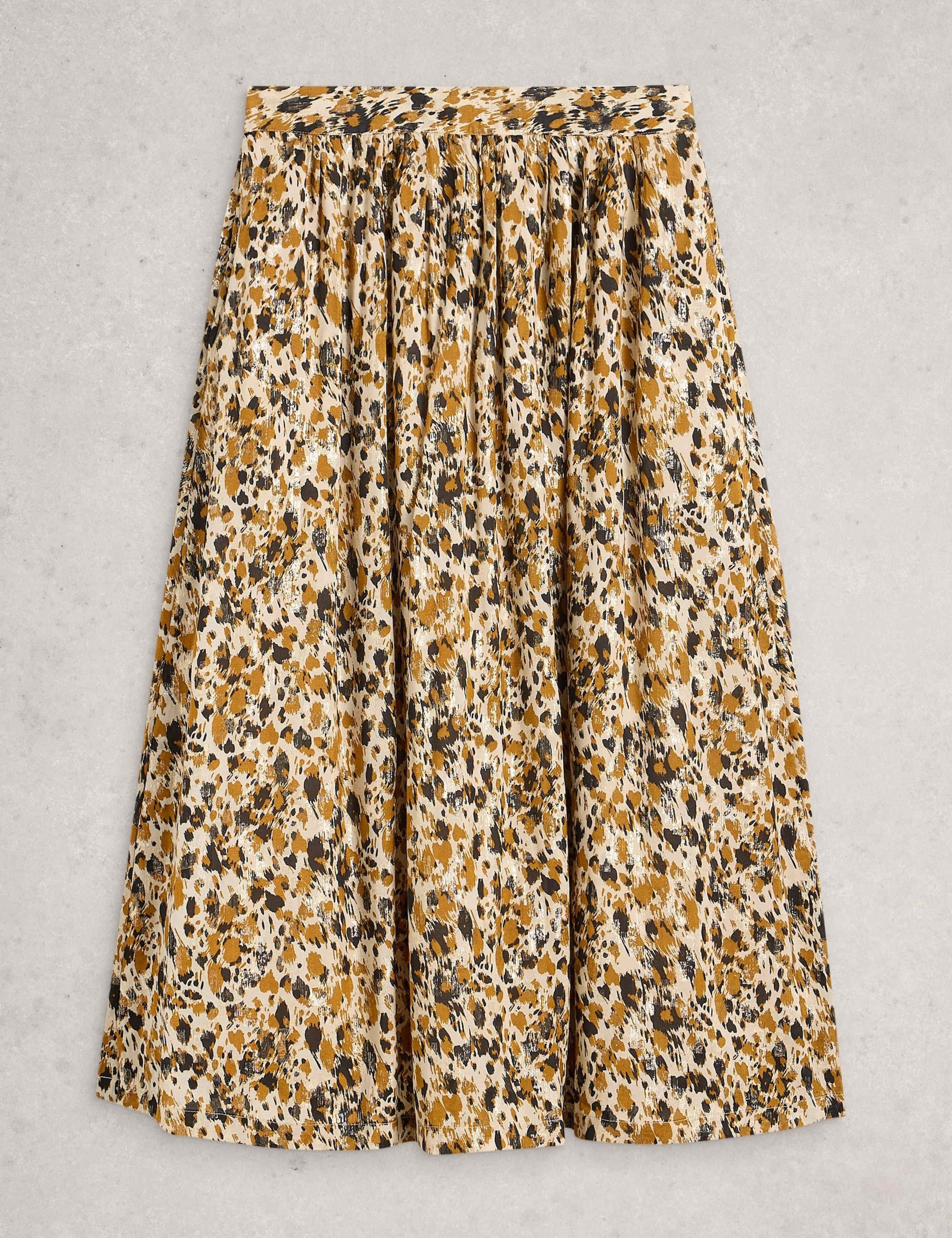 Metallic Printed Midi A-Line Skirt 2 of 6