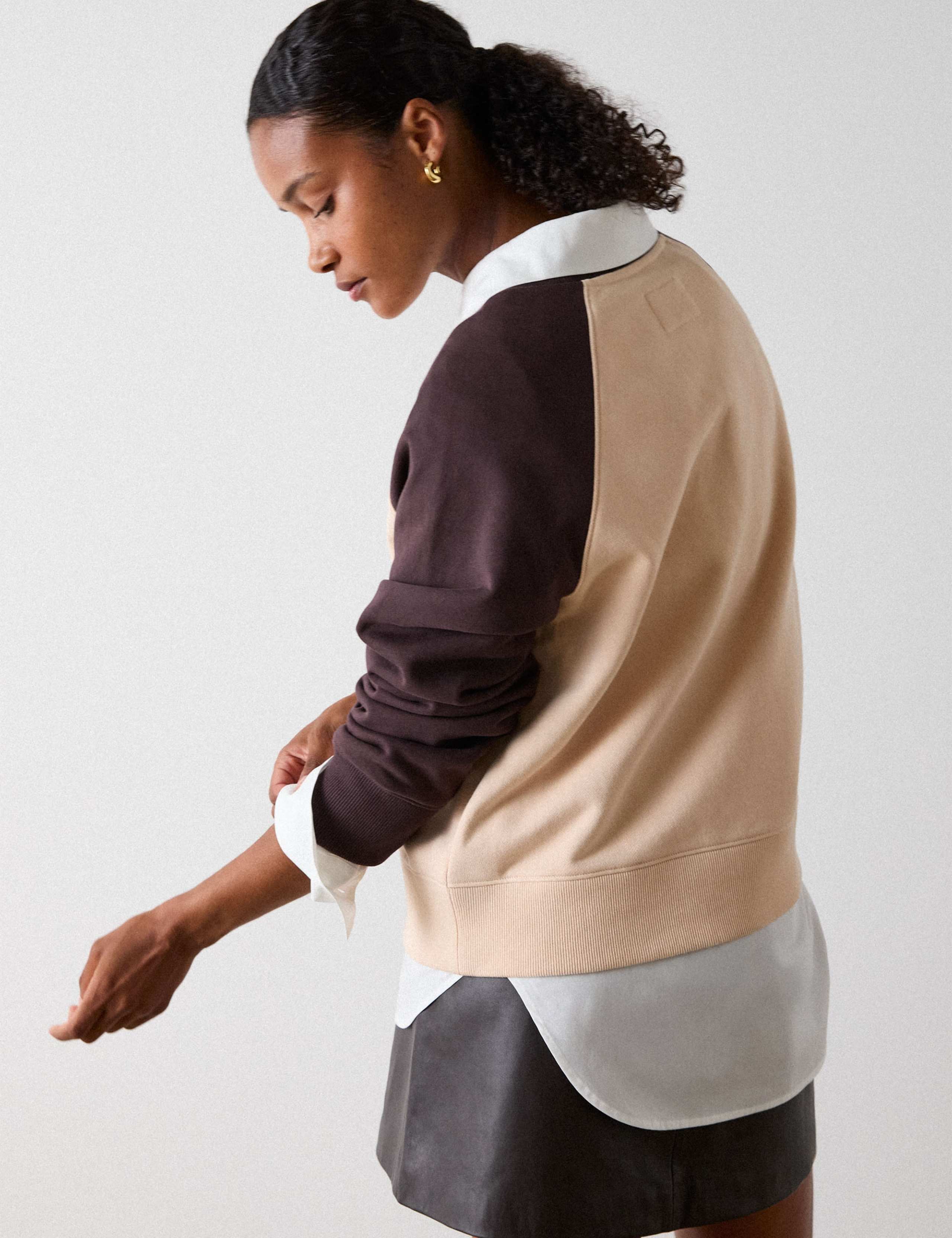 Pure Cotton Contrast Sleeve Sweatshirt 4 of 6