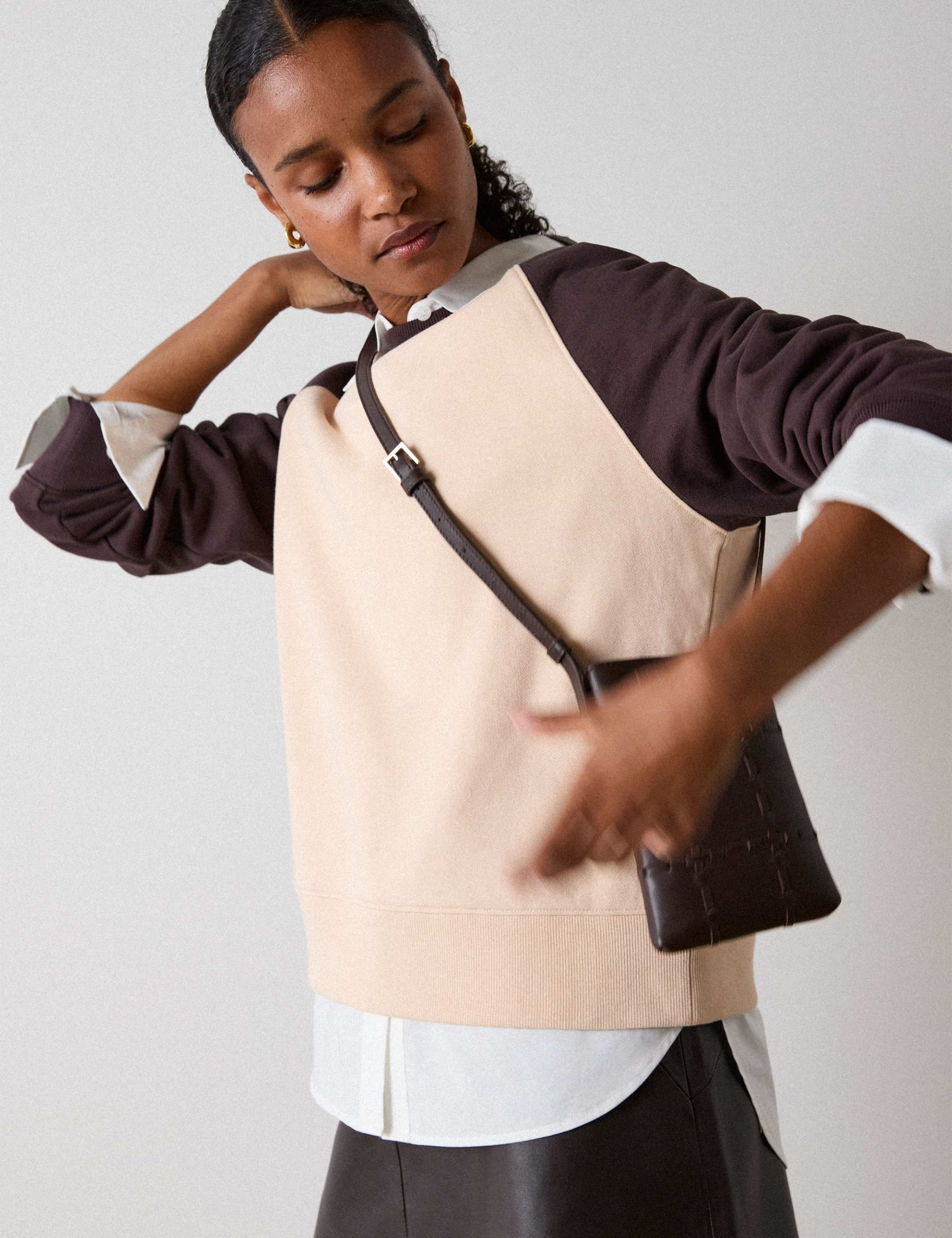 Pure Cotton Contrast Sleeve Sweatshirt 6 of 6
