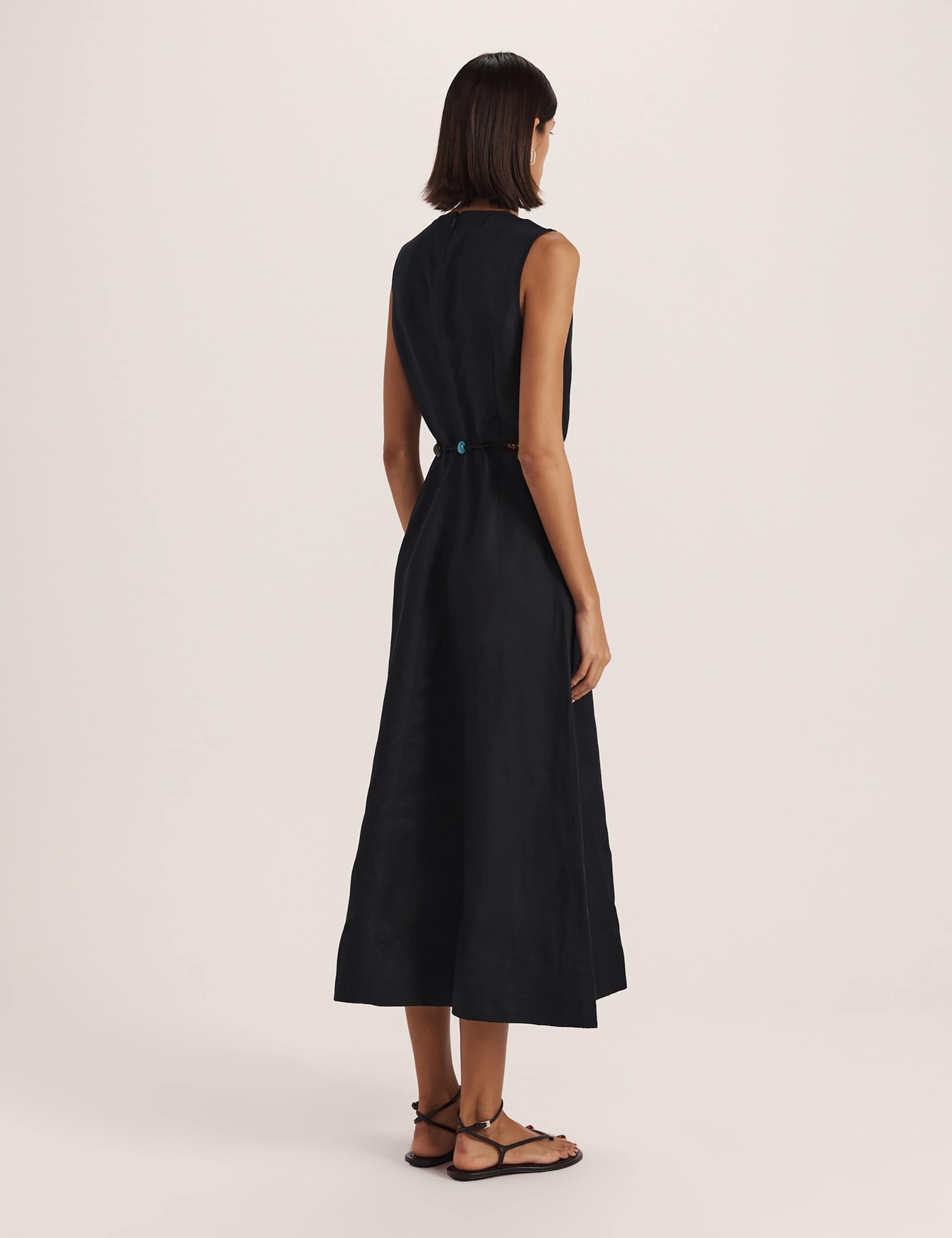 Lyocell Linen Blend Beaded Midi Dress 6 of 9