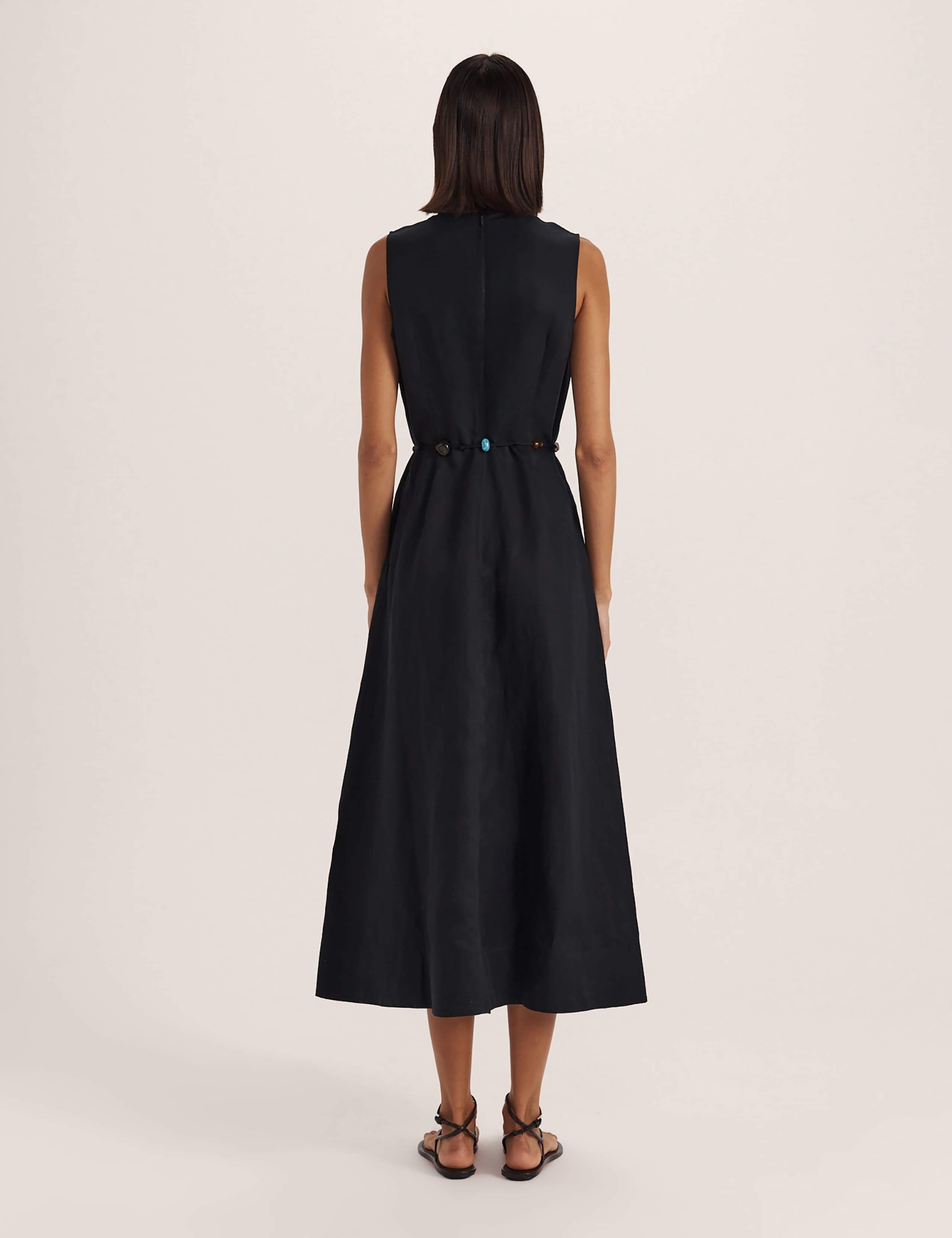 Lyocell Linen Blend Beaded Midi Dress 7 of 9
