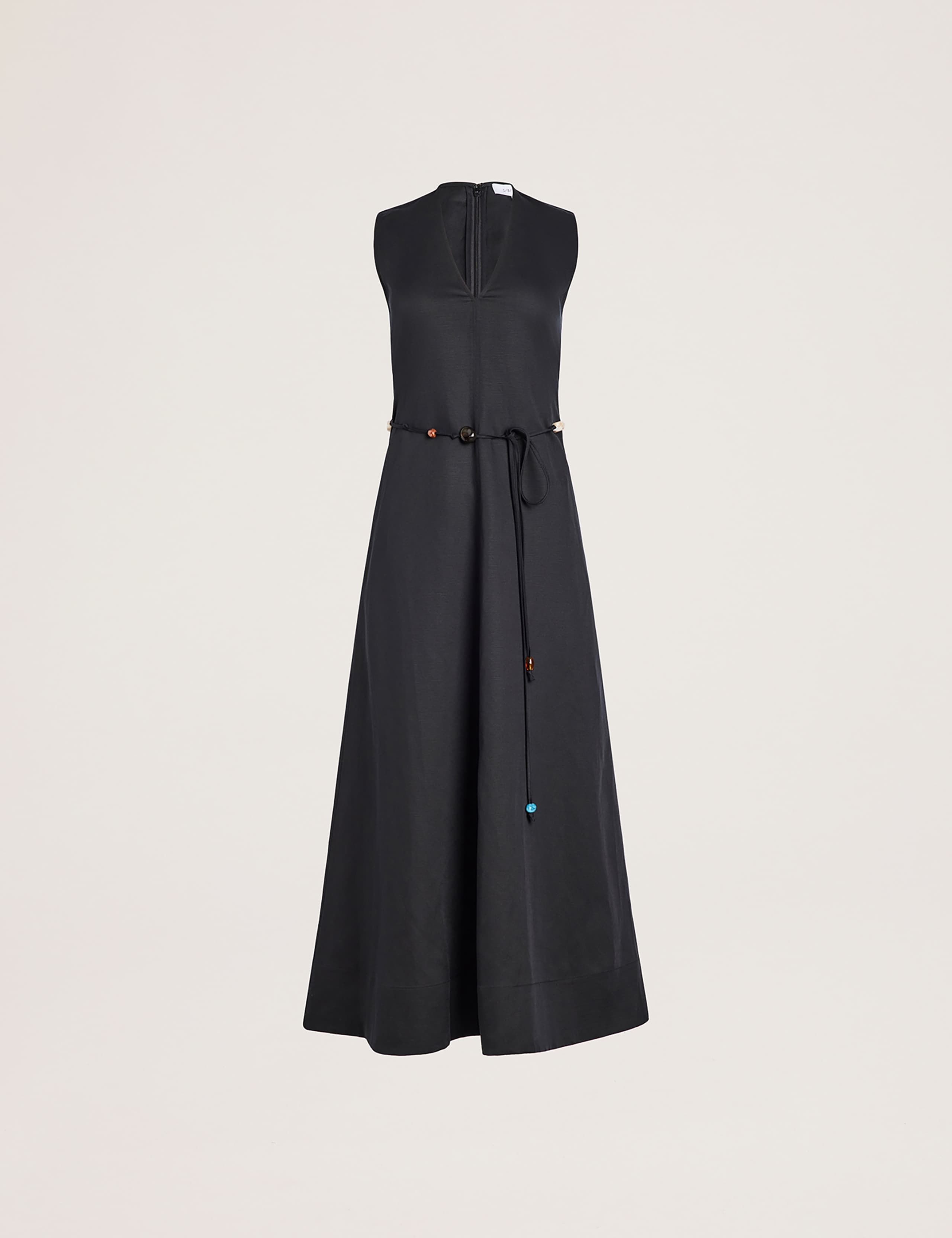 Lyocell Linen Blend Beaded Midi Dress 2 of 9