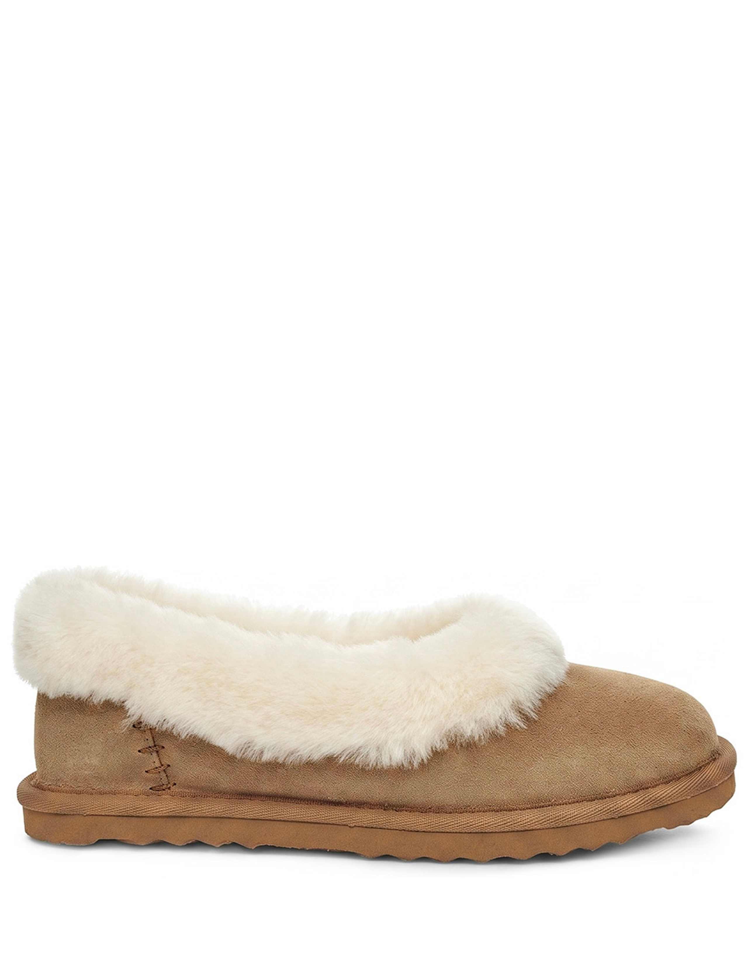 Faux Fur Lined Round Toe Ballerina Slippers 2 of 6